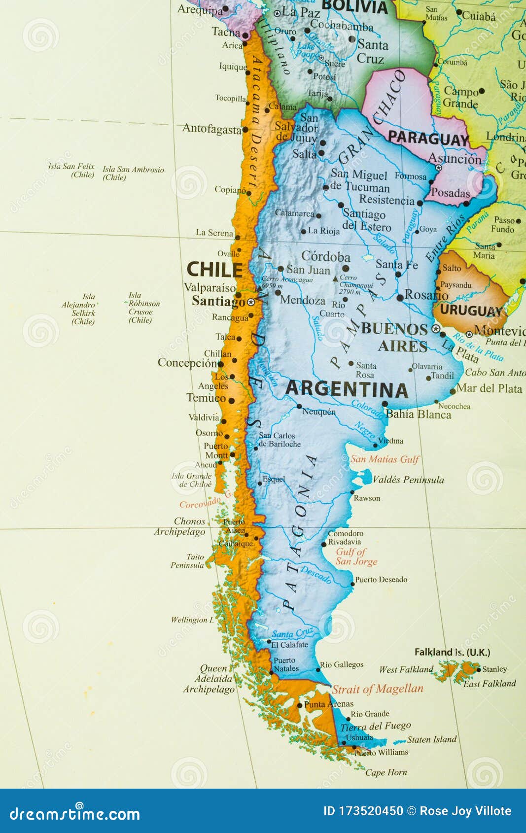 Mapa Do Chile E Da Argentina Foto de Stock - Imagem de continente, pimenta:  173520450