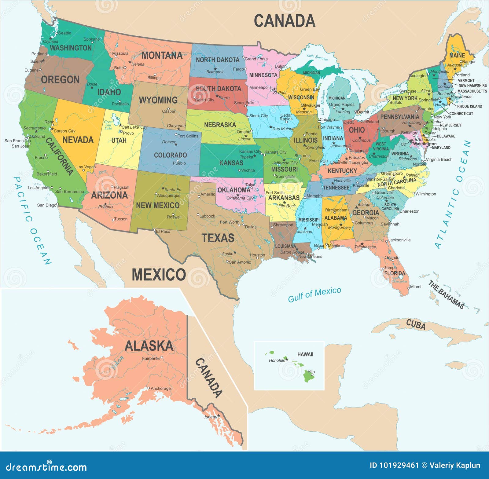 mapa do estados unidos - ilustração do vetor ilustração