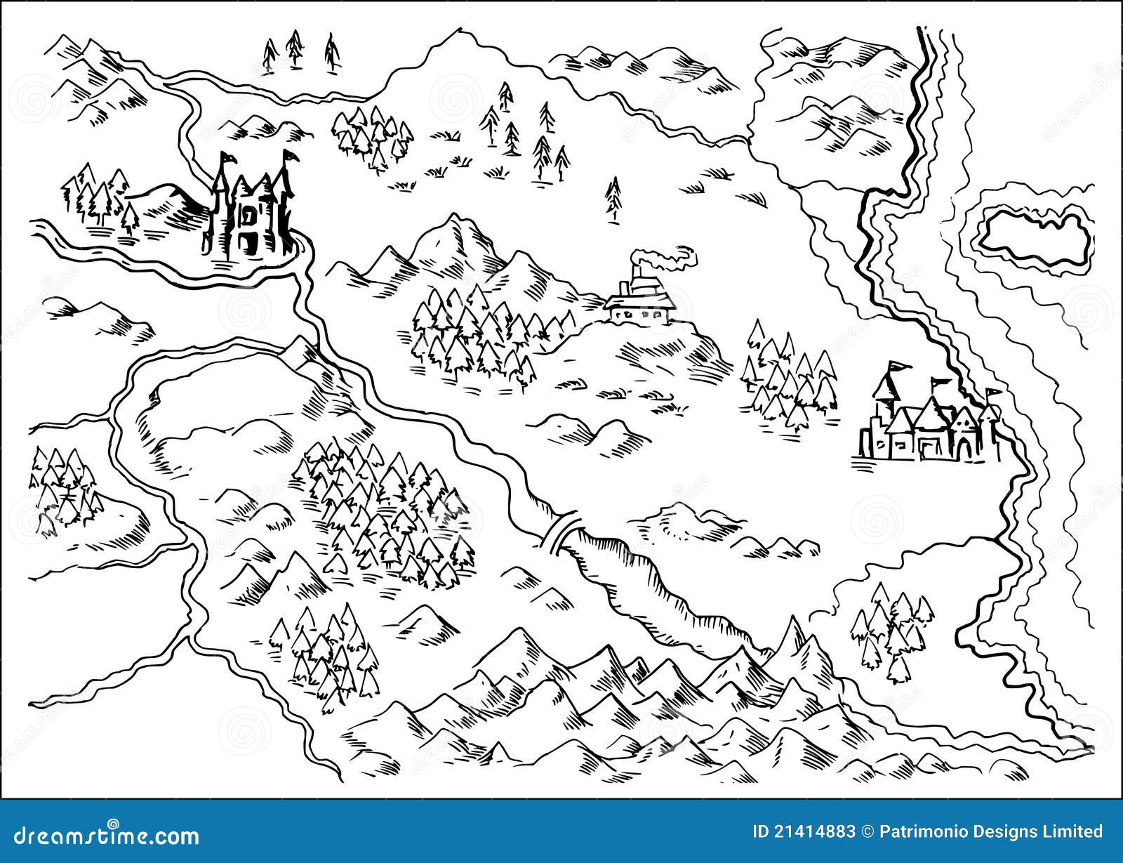 Mapa De Terra Fantástica Estilo Grunge Ilustração Stock - Ilustração de  desenho, escala: 21414883, image size:1600x1229
