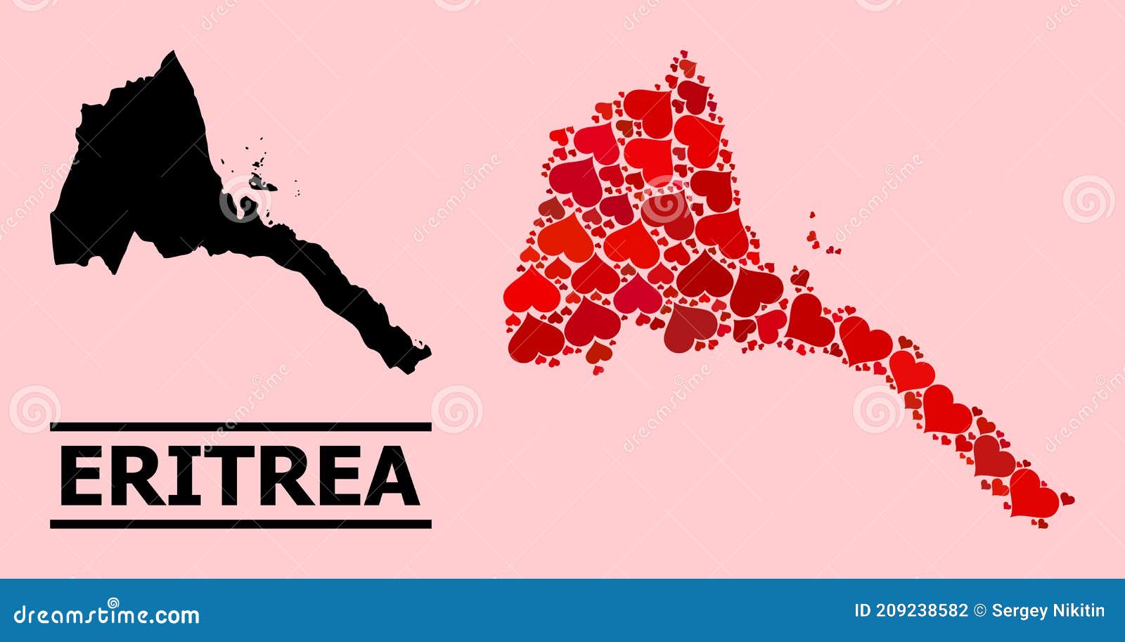Mapa Do Mosaico De Amor Vermelho Da Eritreia Ilustração Stock