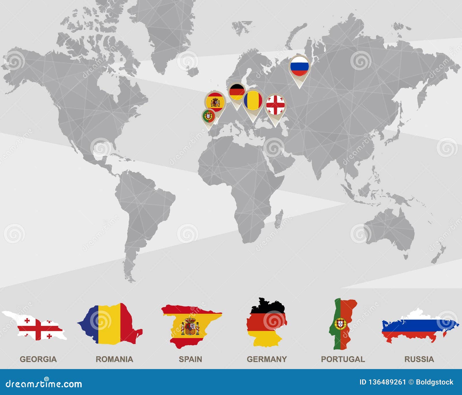 Mapa ampliado de portugal no mapa do mundo centrado na américa