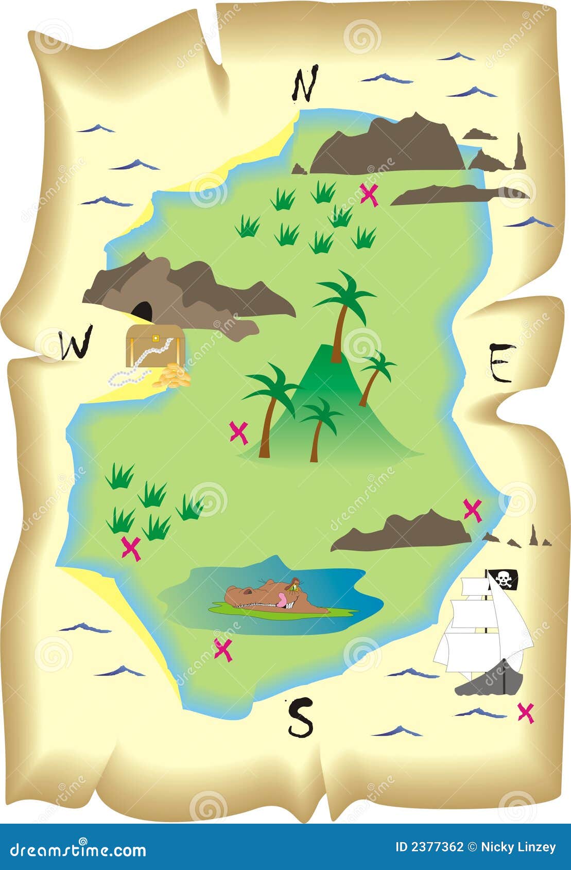 Mapa Do Tesouro Vetor PNG , Adesivo Clipart Ilustração Do Mapa Da
