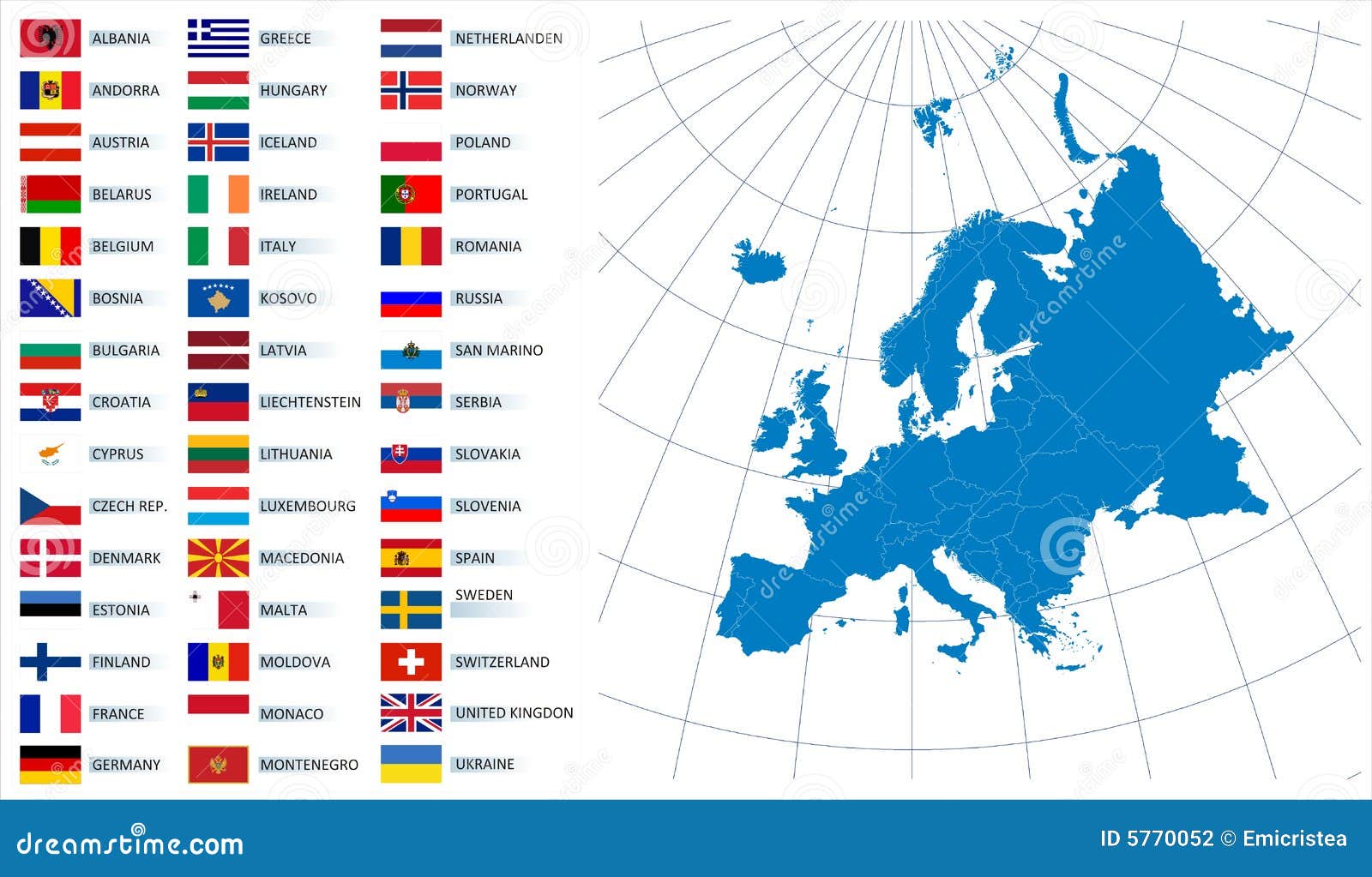 Mapa Do Vetor De Europa Com Bandeiras Ilustração do Vetor - Ilustração