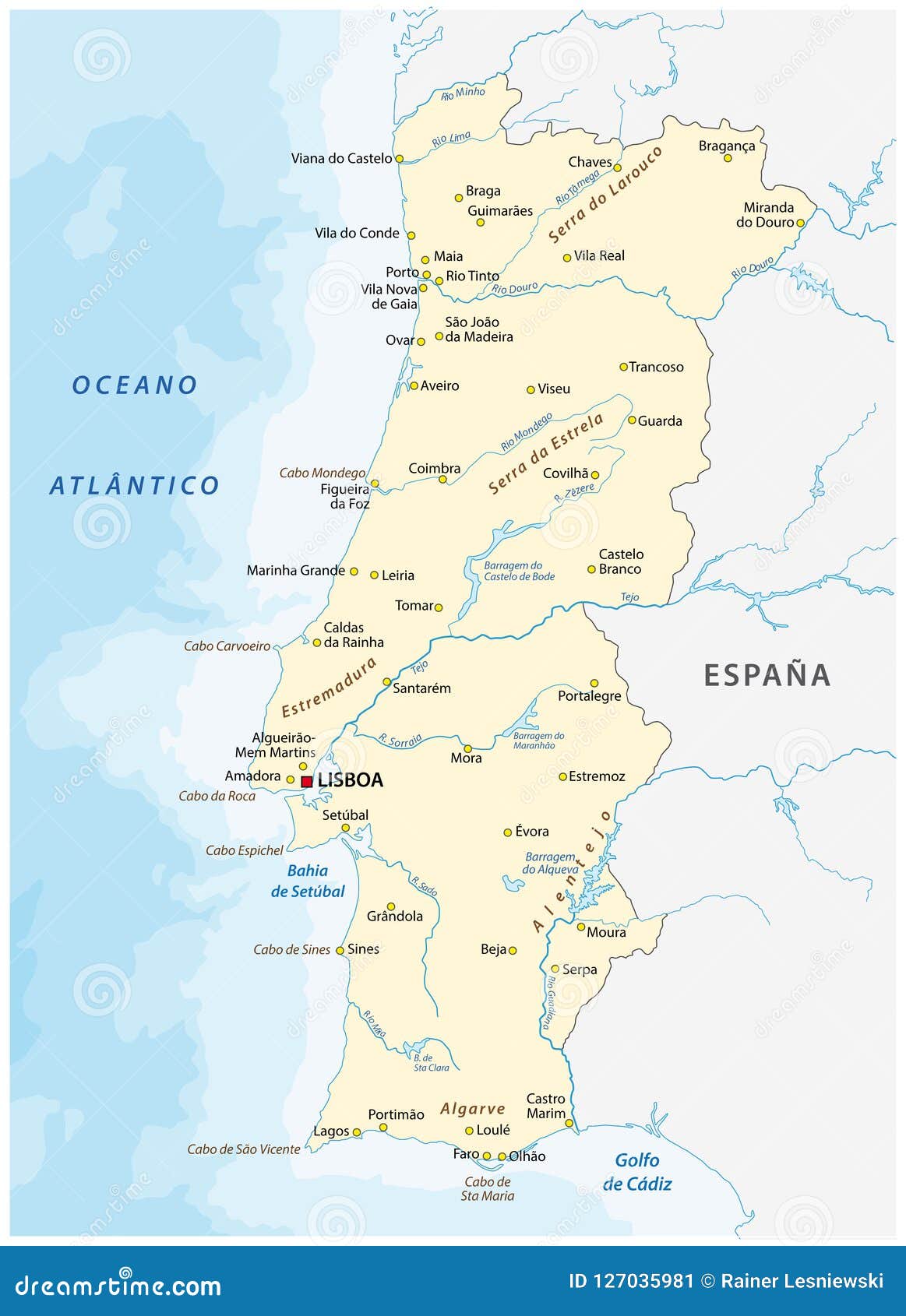 Lisboa Portugal Mapa Pôster Folhas De Cidades Na Espanha Com Mar Preto E  Rios