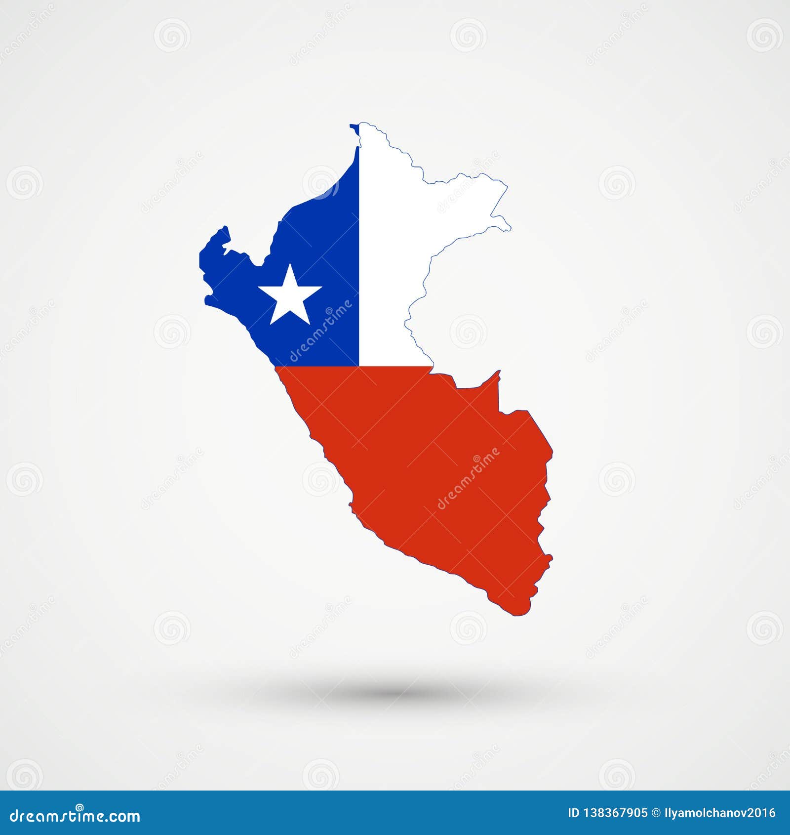 Mapa En Colores De La Bandera De Chile, Vector Editable De Perú