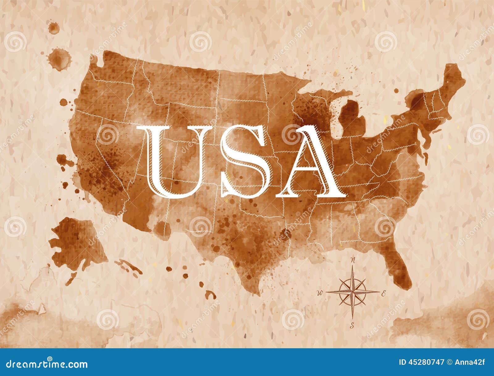 Mapa De Estados Unidos Retro Ilustración del Vector - Ilustración de tinta,  contexto: 45280747, image size:1600x1219