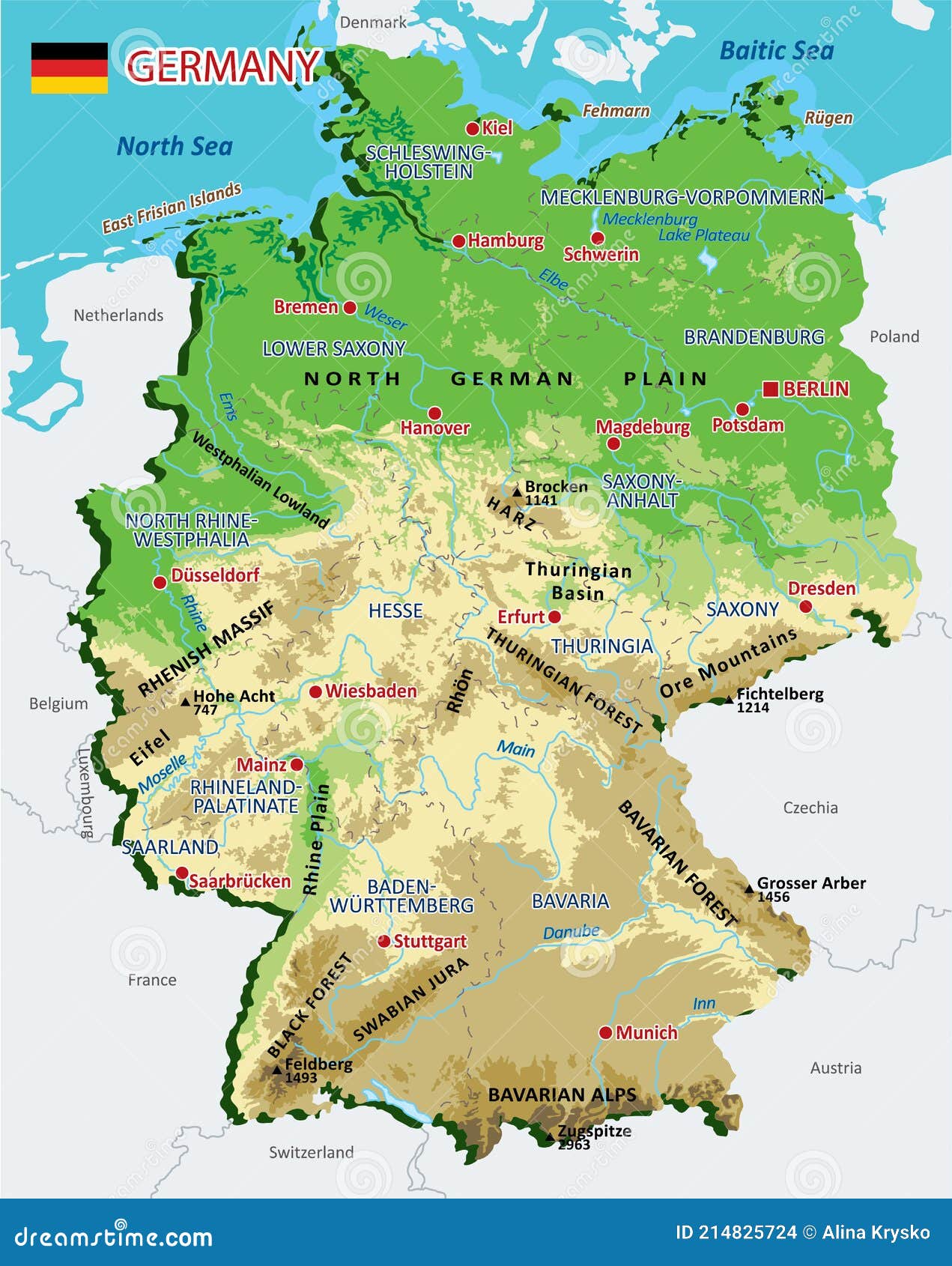 Mapa detallado de Alemania