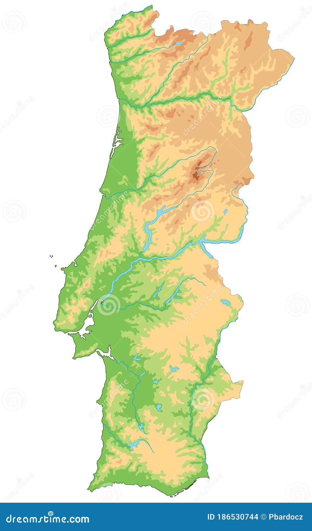 Mapa vetorial político detalhado de portugal