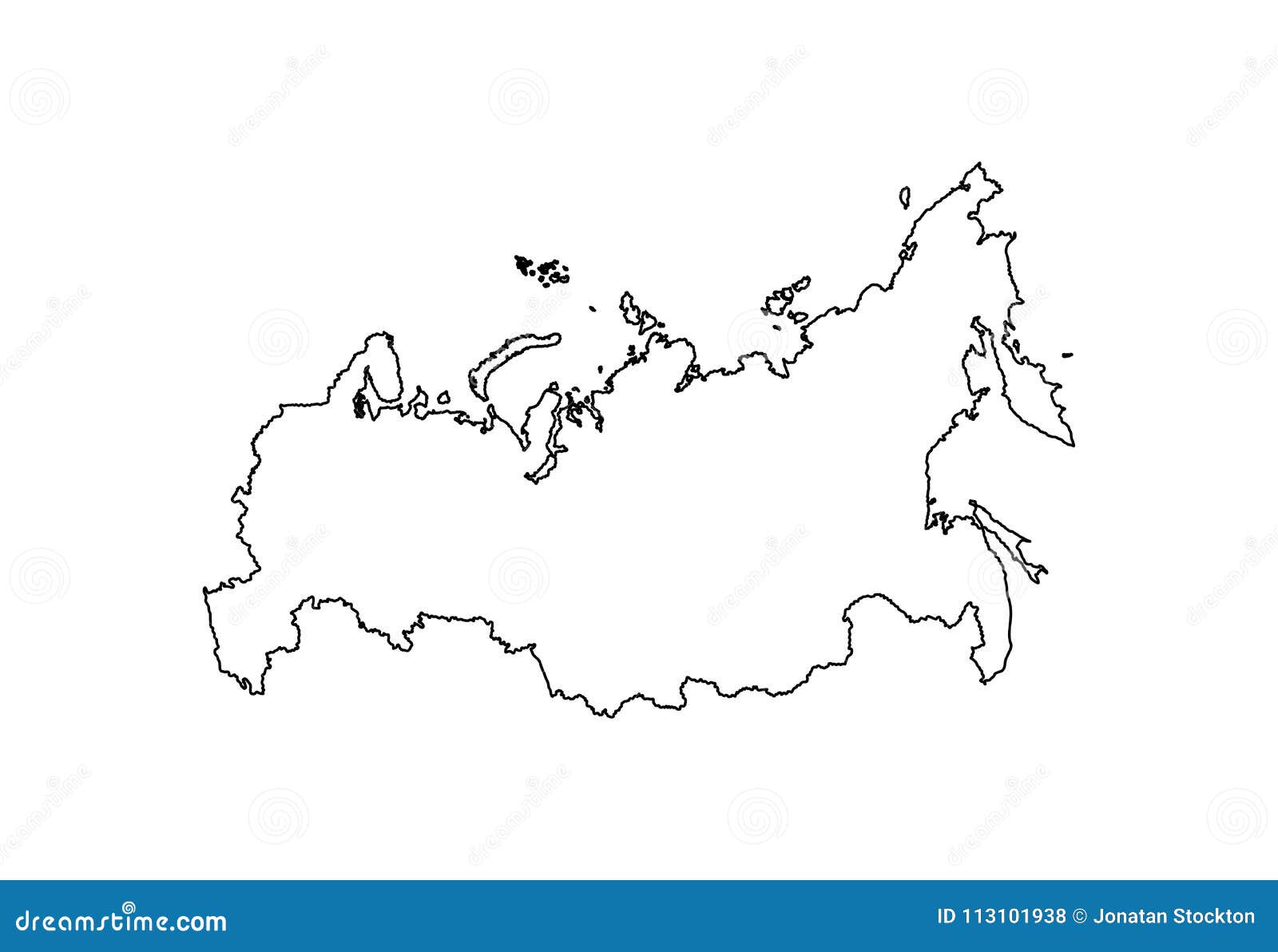 Federação Russa Em Branco Do Mapa De Contorno - Arte vetorial de