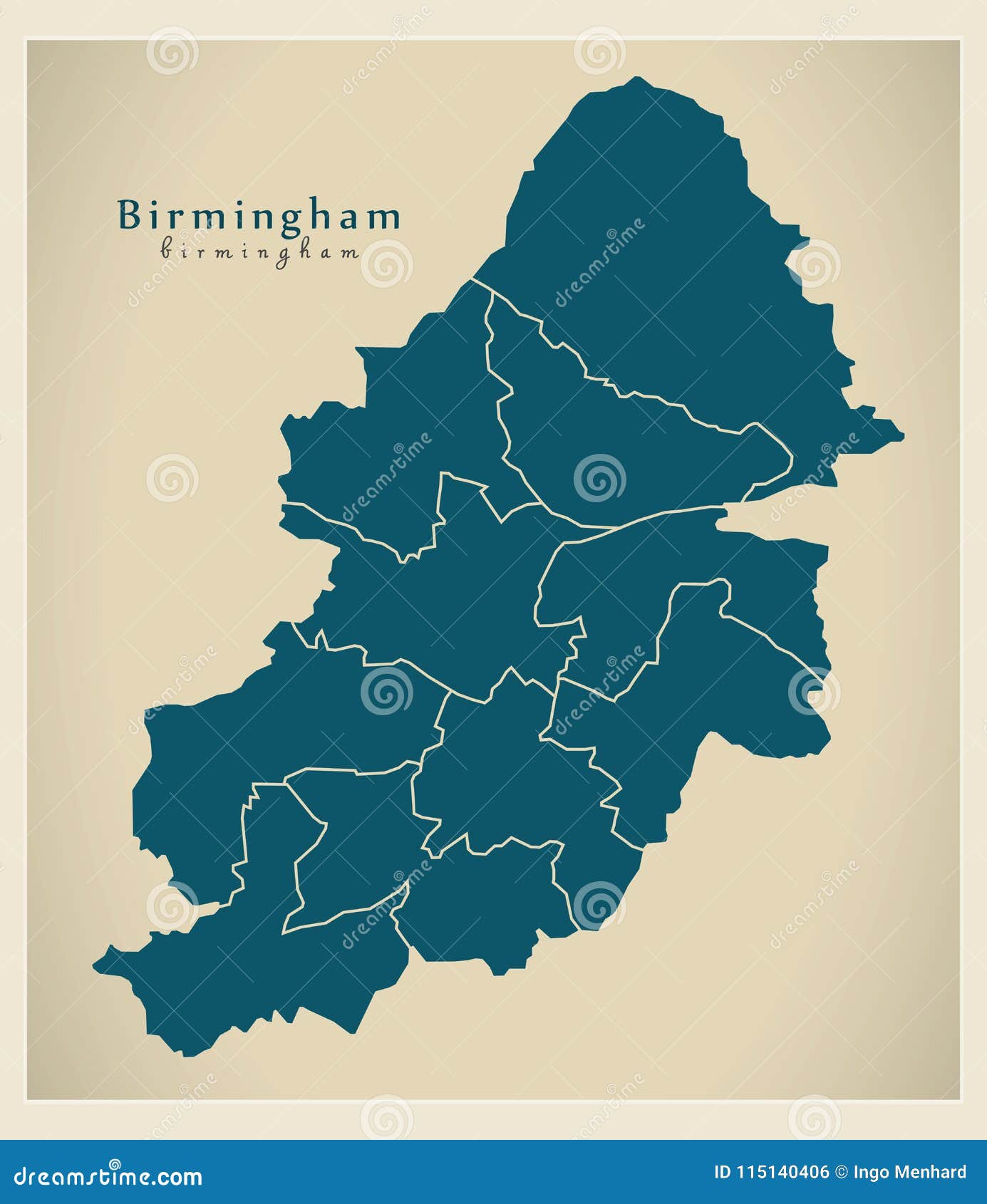 Mapa Moderno Da Cidade - Cidade De Birmingham De Inglaterra Com As