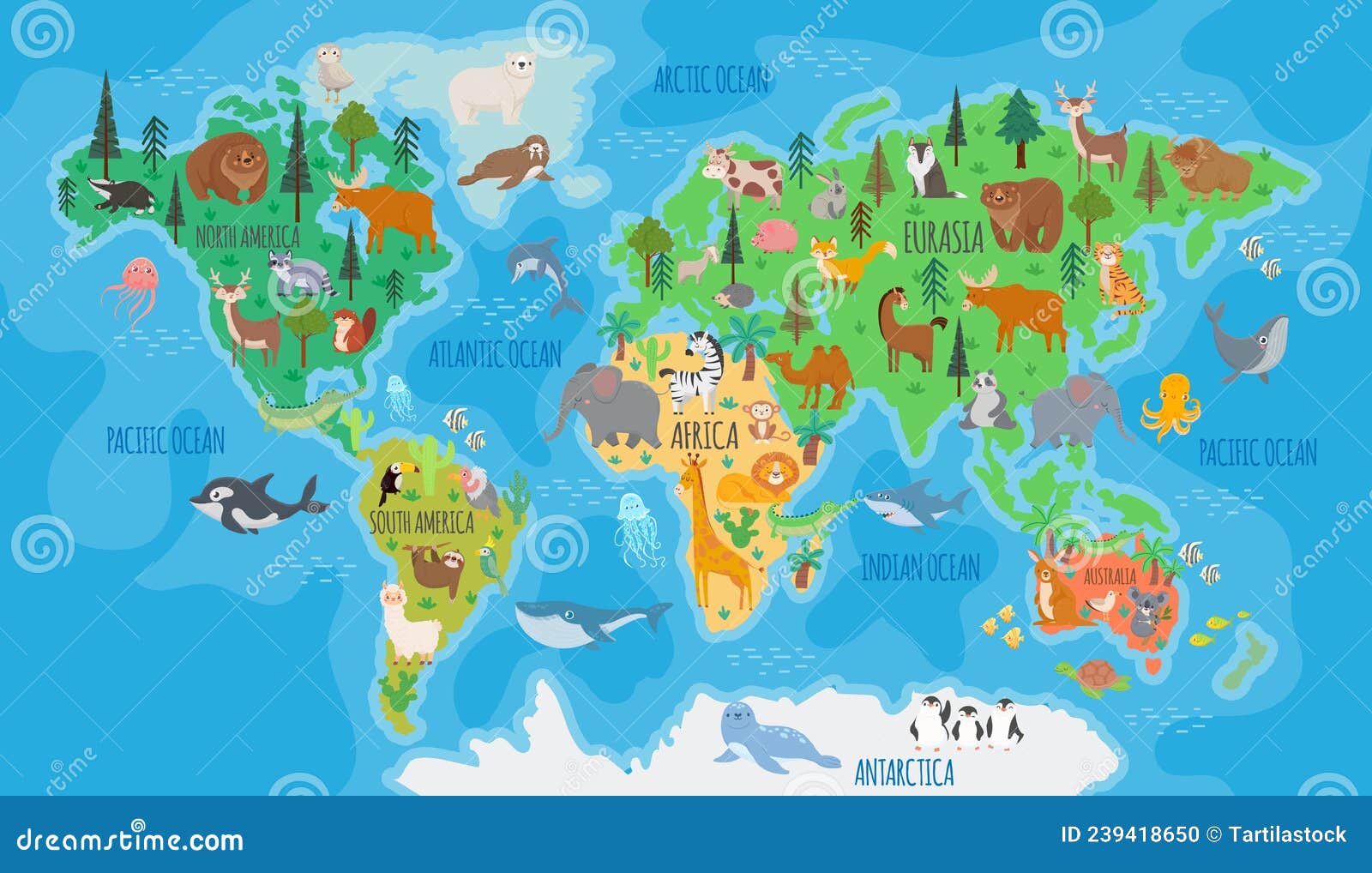 Mapa mundi infantil con dibujos :-)