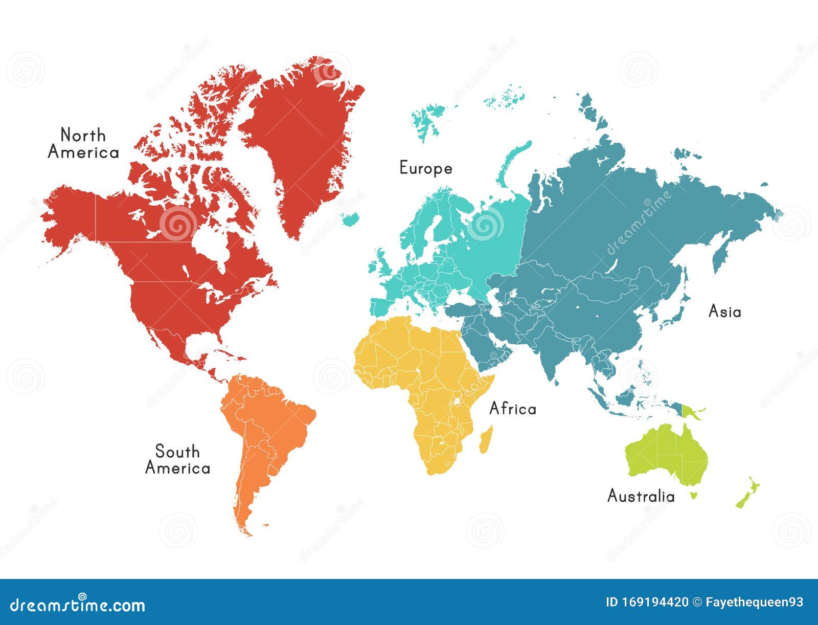 Negar acidez Resplandor Mapa Mundial Dividido En Seis Continentes De Diferentes Colores Ilustración  del Vector - Ilustración de anaranjado, australia: 169194420