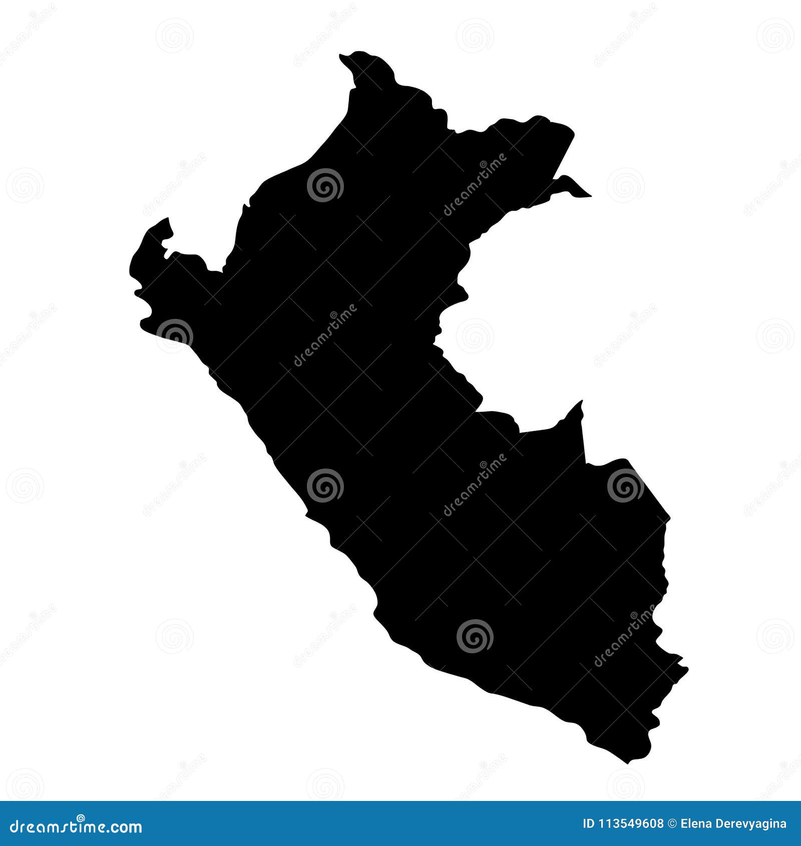 Mapa Negro De Las Fronteras Del País De La Silueta De Perú 
