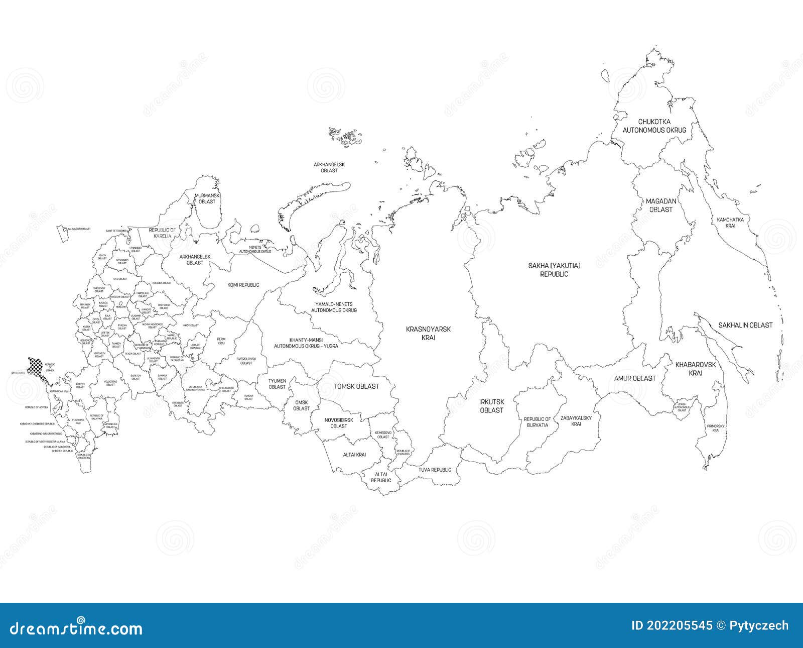Mapa Político Da Federação Russa Foto de Stock - Imagem de conceito,  internacional: 119498198