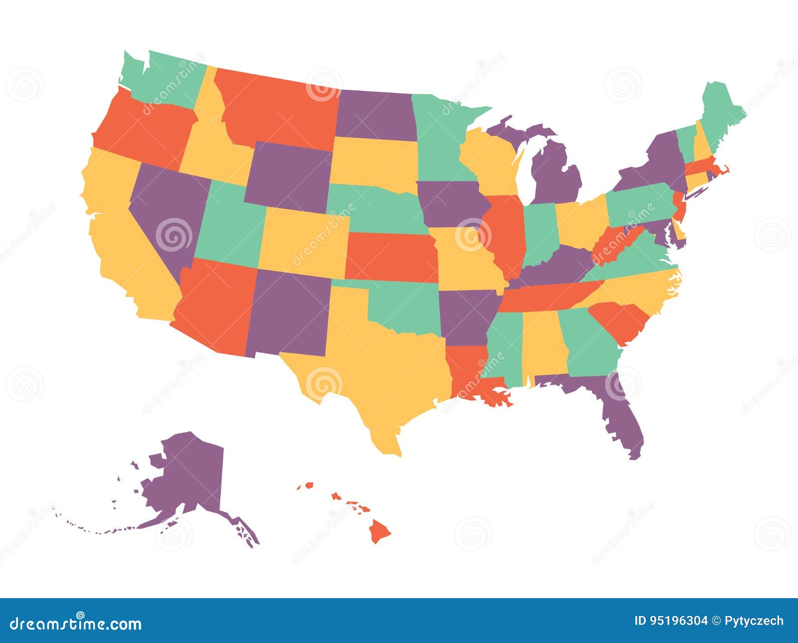 Mapa Político De EUA, Estados Unidos Da América, Em Quatro Cores No Fundo  Branco Ilustração Do Vetor Ilustração do Vetor - Ilustração de nevada,  nantes: 95196304