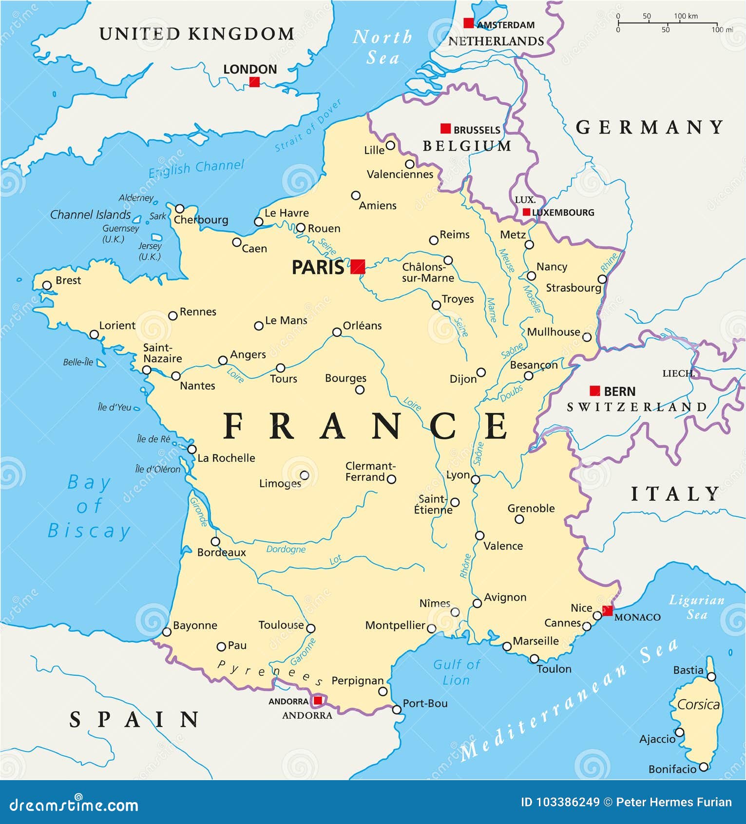 Mapa político de França ilustração do vetor. Ilustração de ...