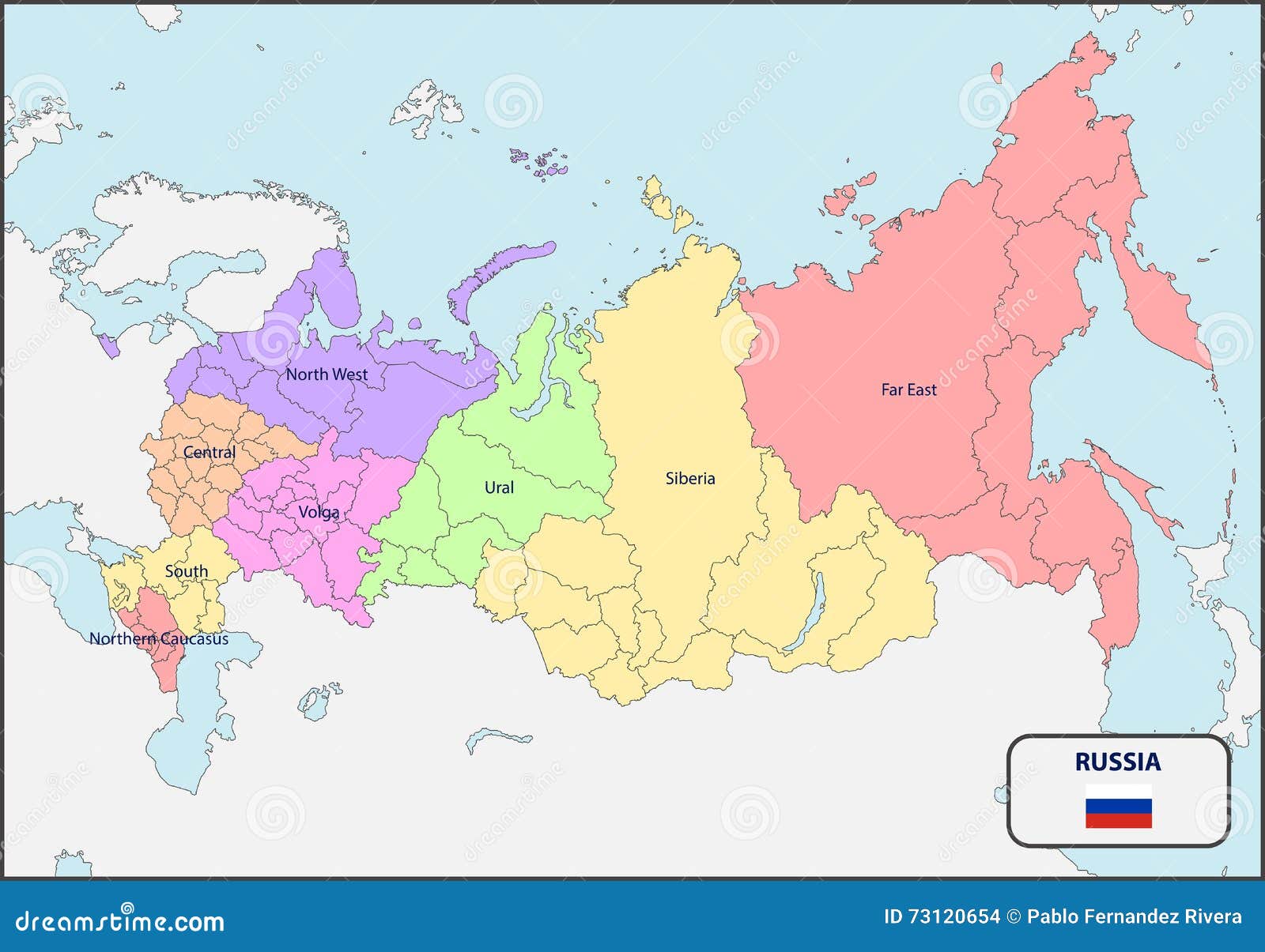 Mapa Político Detalhado Da Federação Russa Ilustração do Vetor