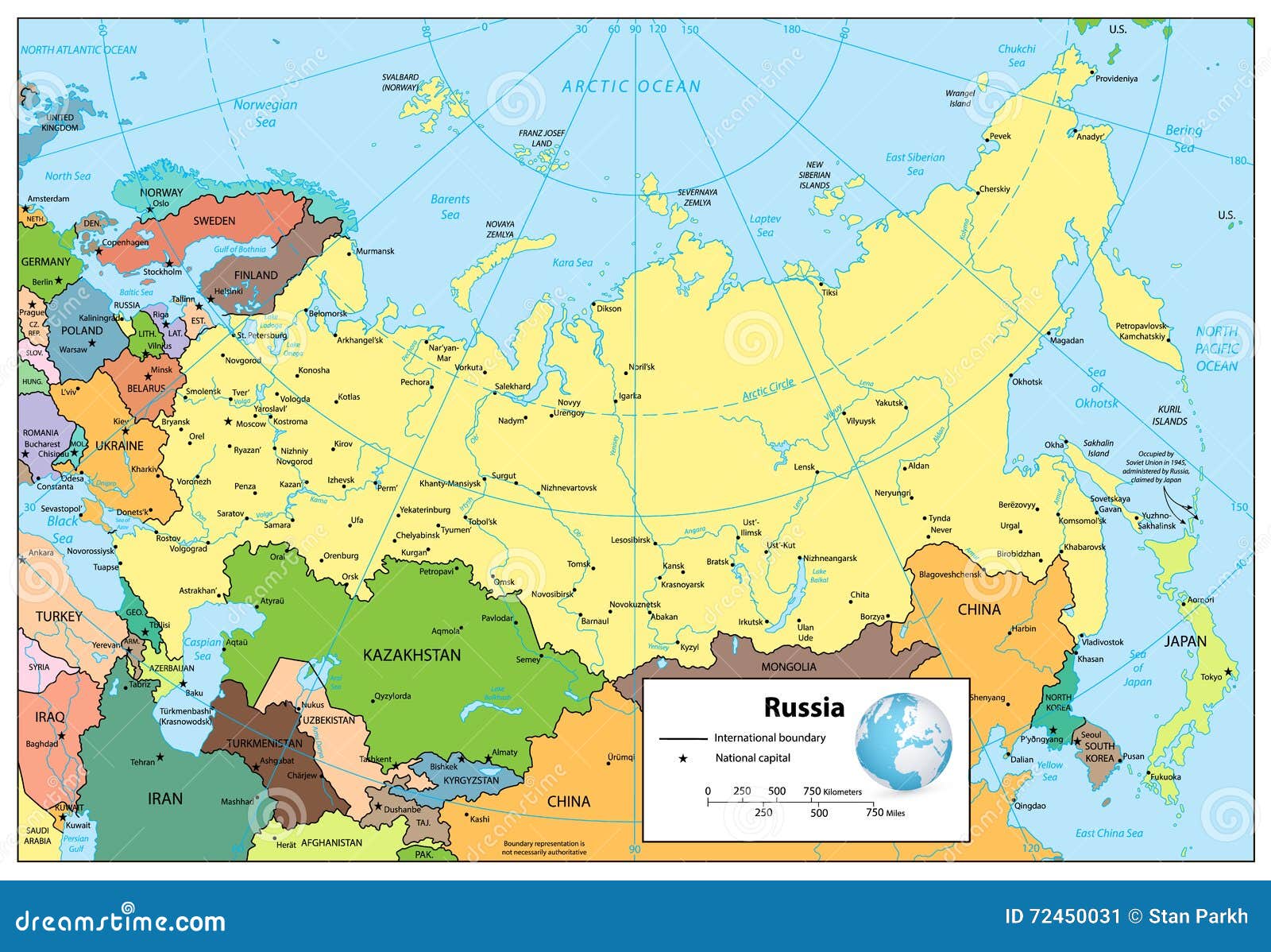 Rússia Globo Hemisfério Terra Centrado Localização Federação Russa Rússia  Mapa imagem vetorial de antonshahrai© 377163676