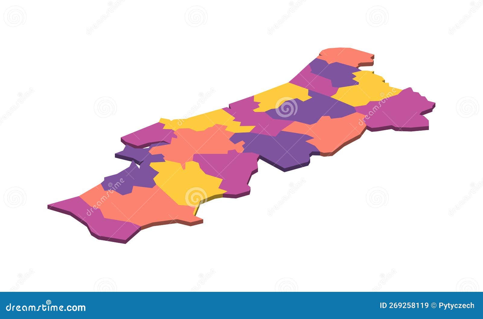 Portugal Mapa Divisões Administrativas e Estradas imagem vetorial