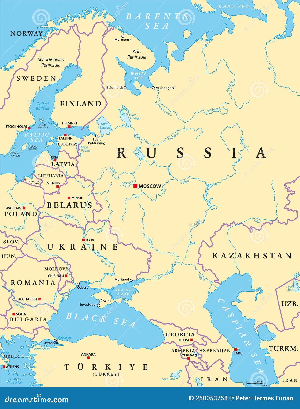 Mapa Polityczna Europy I Azji Mapa Polityczna Europy Wschodniej I Azji Zachodniej Z Stolicami I