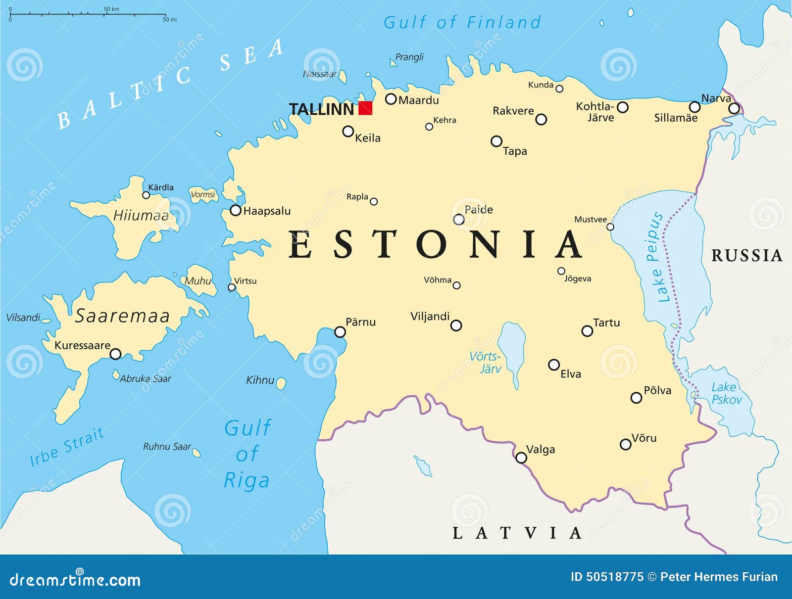 Mapa De Estonia Y Sus Ciudades