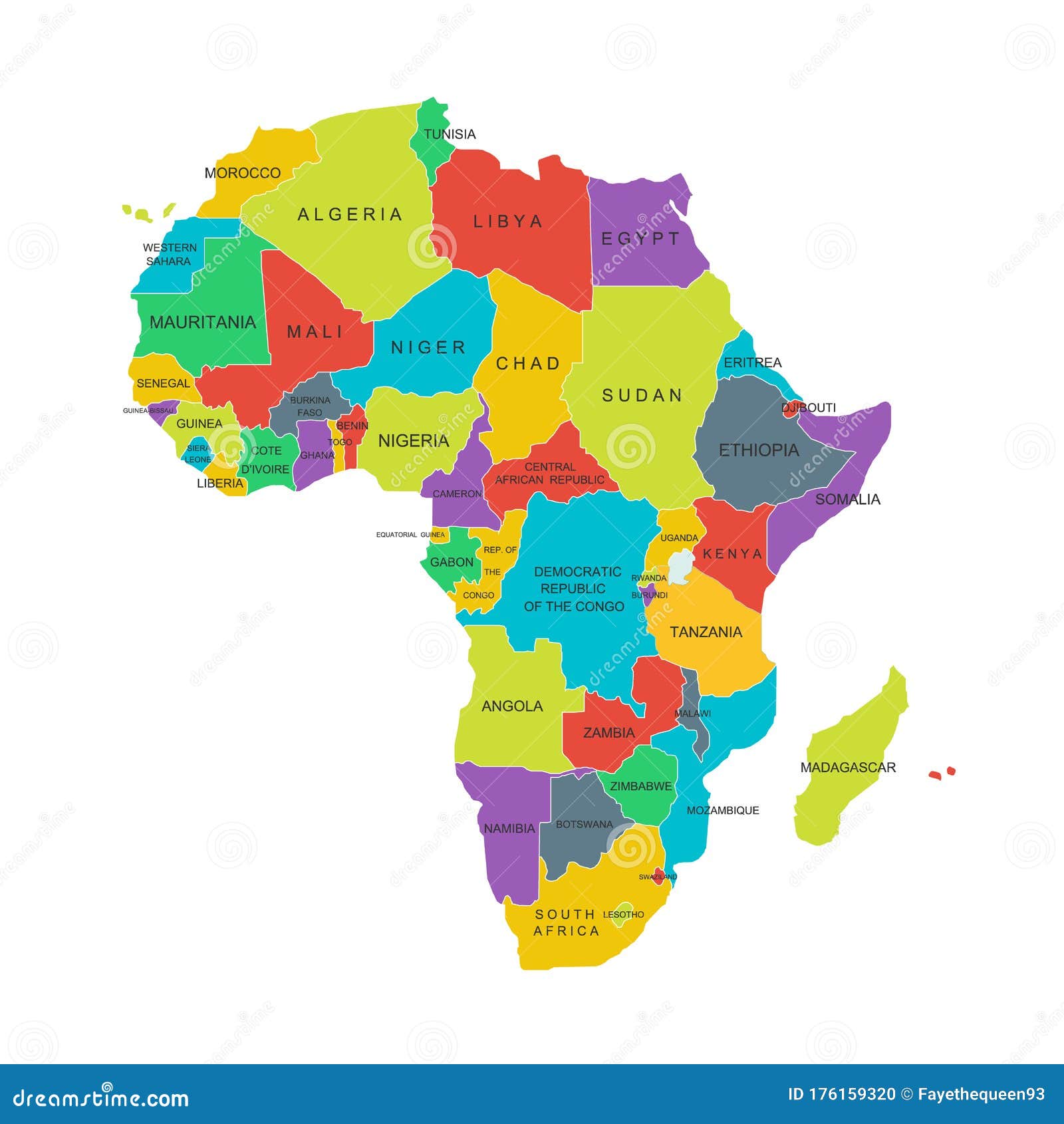 Mapa Político Africano Con Nombres De Países Ilustración Del Vector 2699