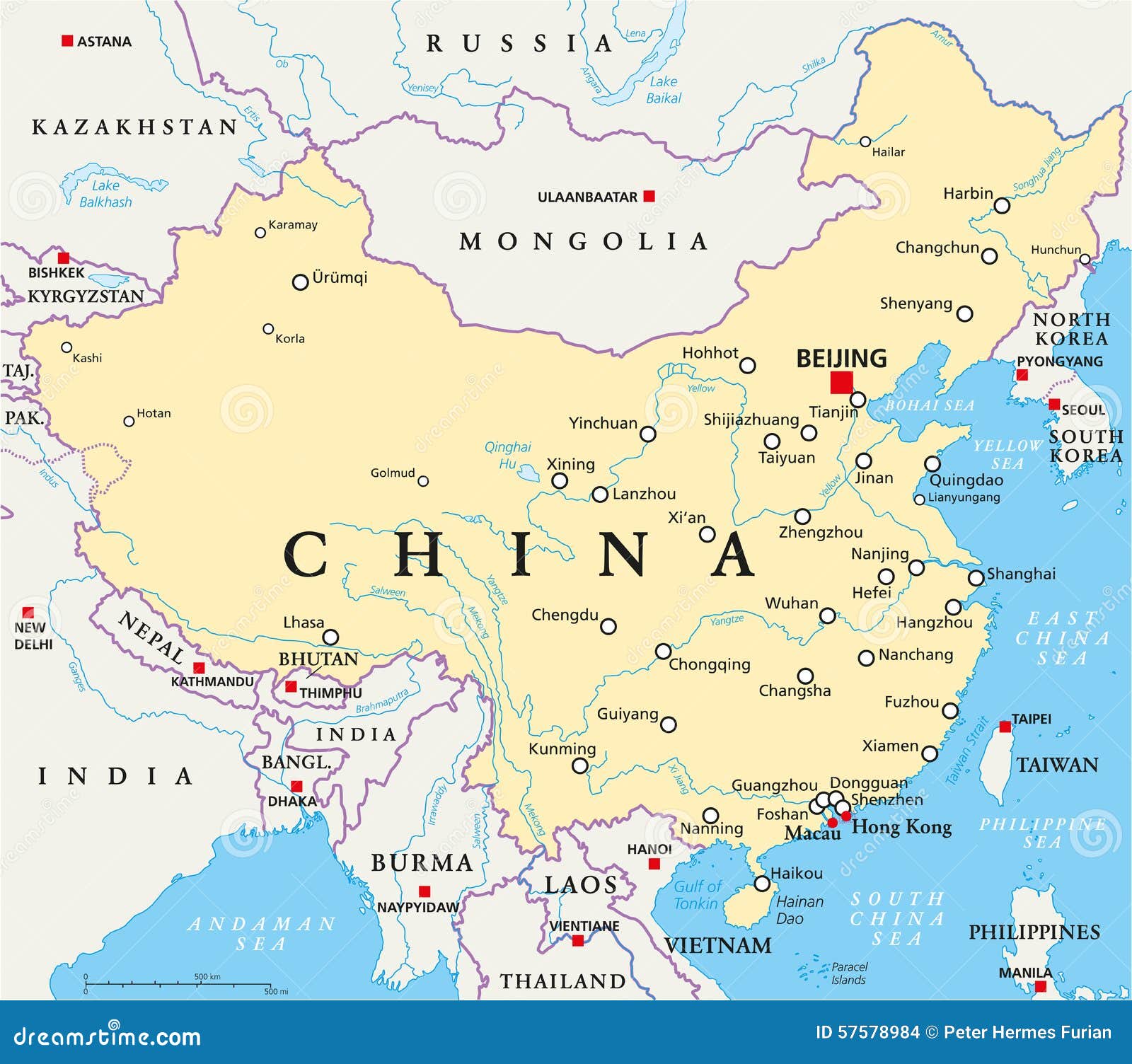 Mapa político de China ilustración del vector. Ilustración de pista