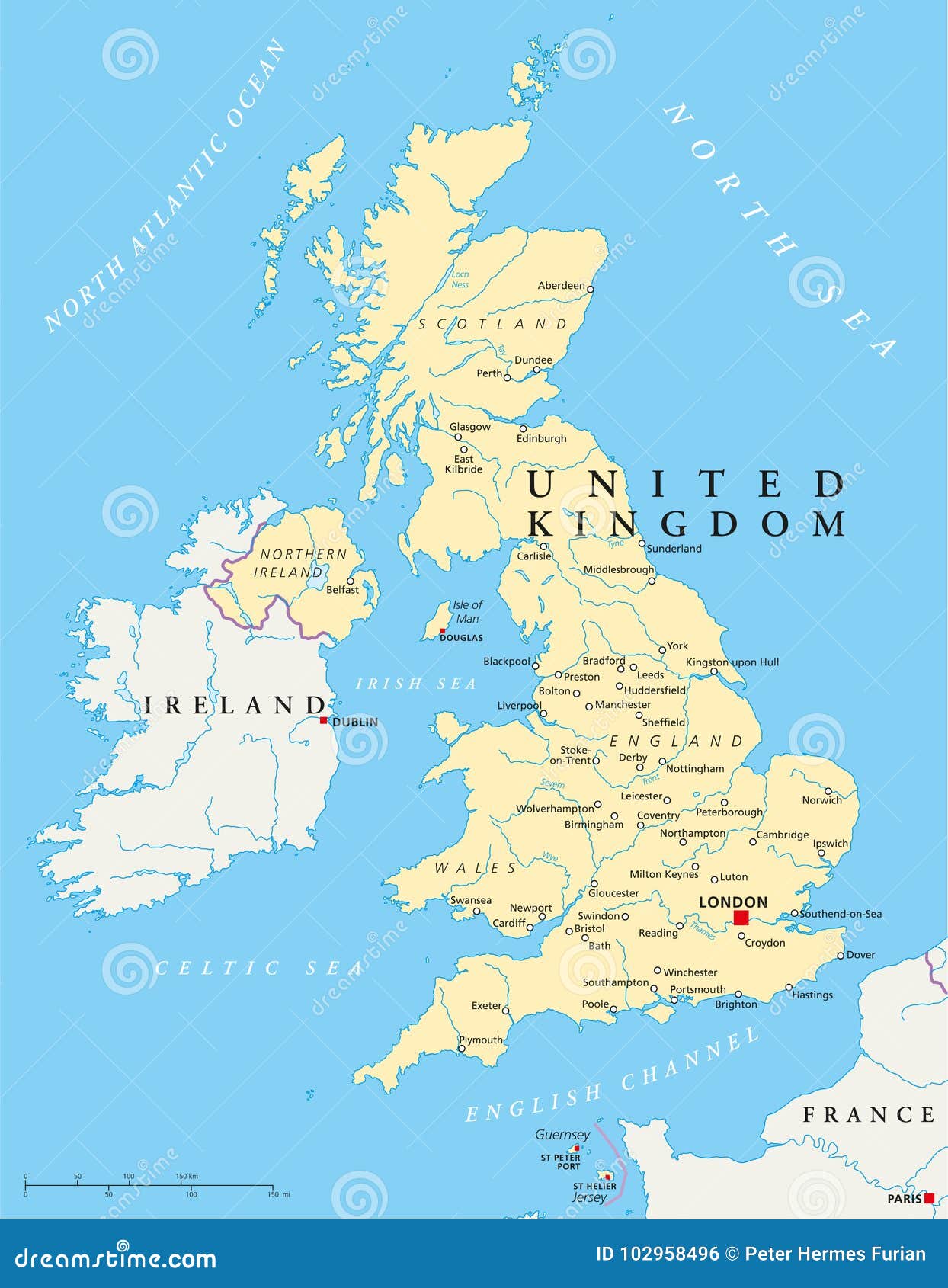 Mapa Político De Reino Unido Ilustración del Vector - Ilustración de