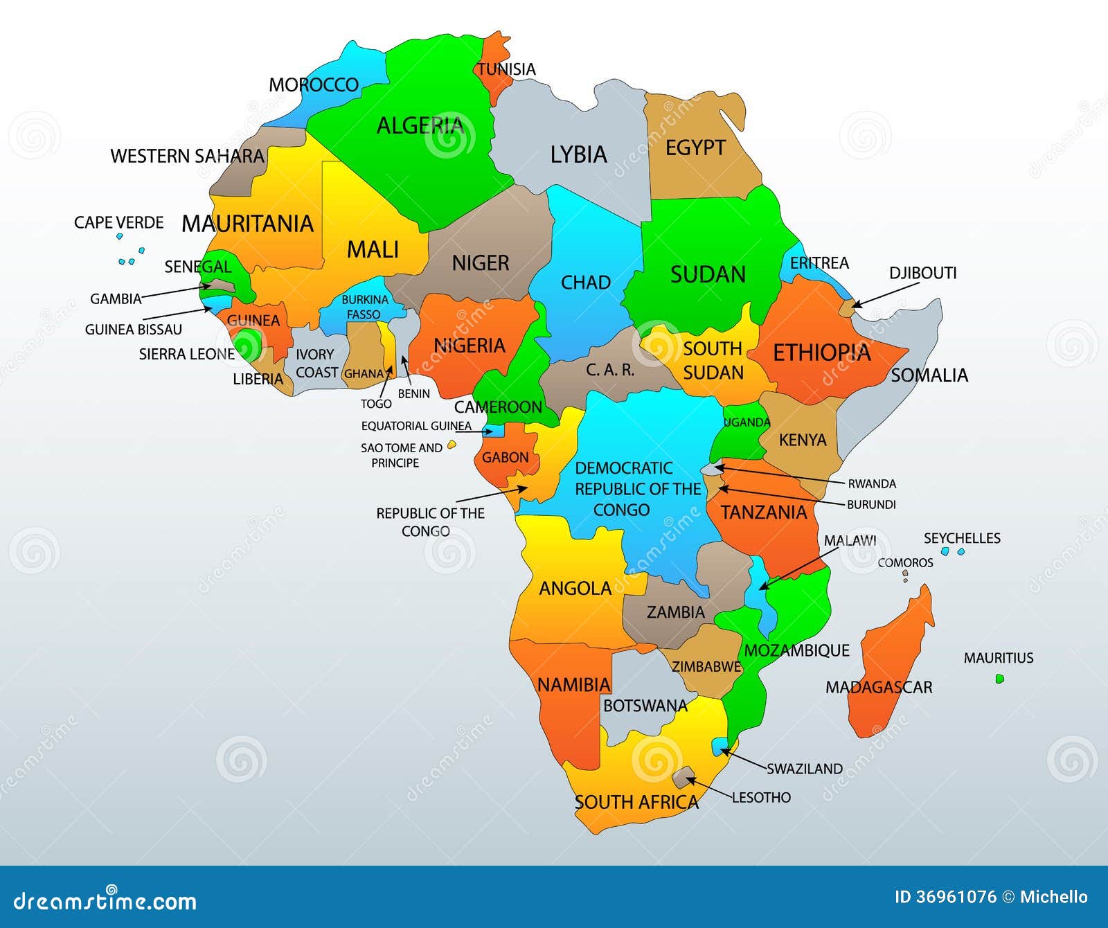 Mapa Político De África Ilustración Del Vector Ilustración De 3595