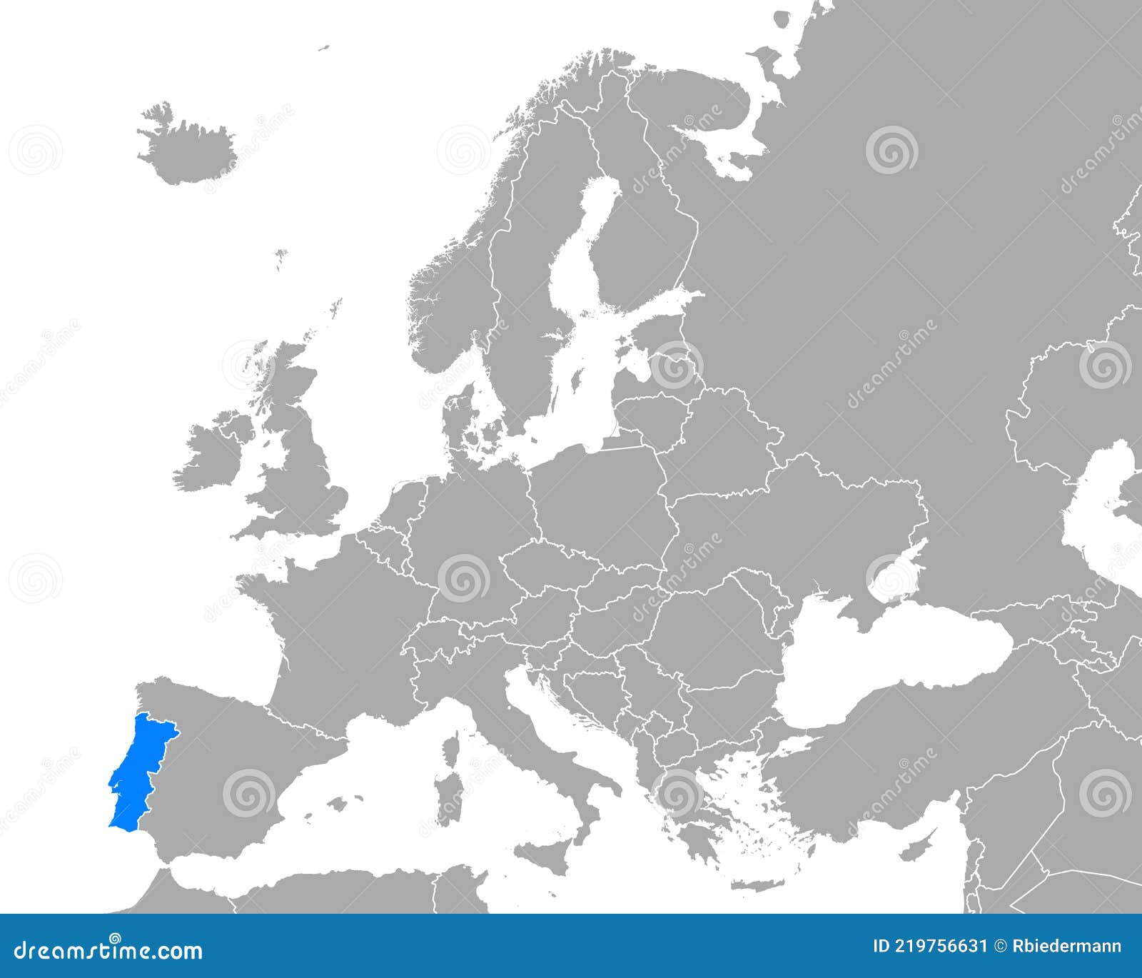 Território De Portugal No Mapa De Europa Em Um Fundo Cinzento Ilustração do  Vetor - Ilustração de cruz, cinzento: 110462601