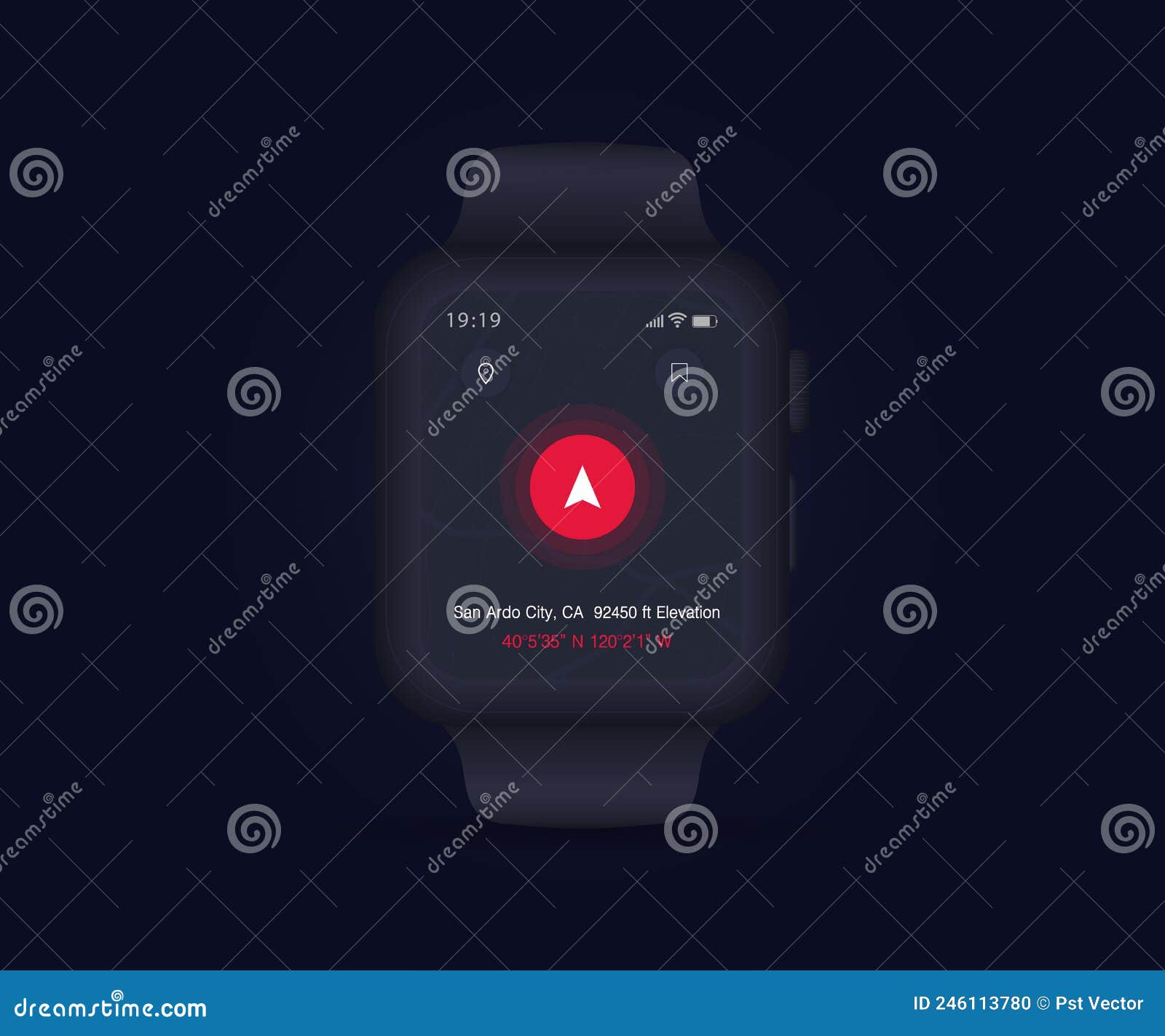 aplicativo de navegação gps de mapa de smartwatch ux conceito de