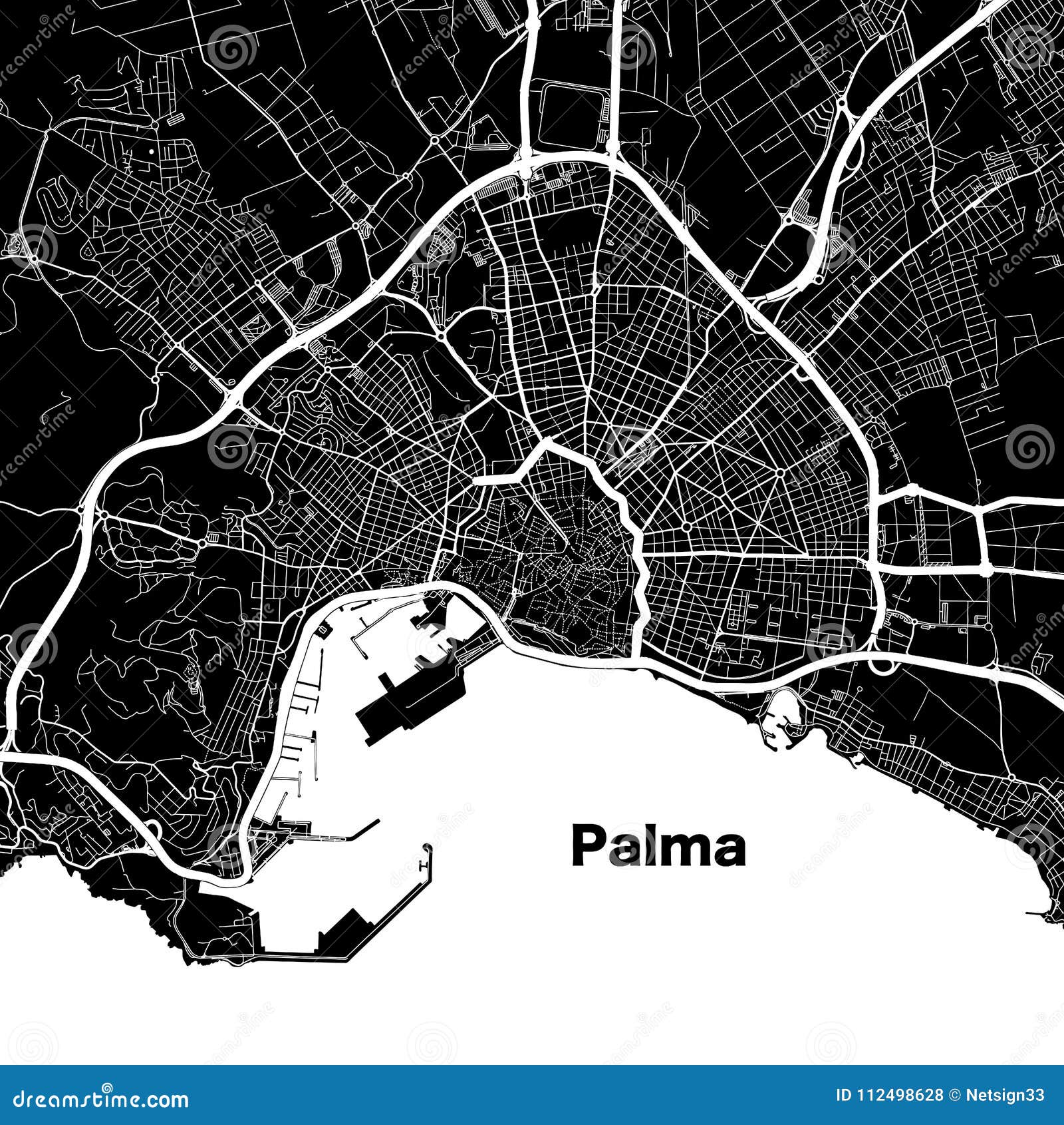 mapa carreteras palma mallorca Mapa Urbano Del Vector De Palma De Mallorca Ilustración del Vector 