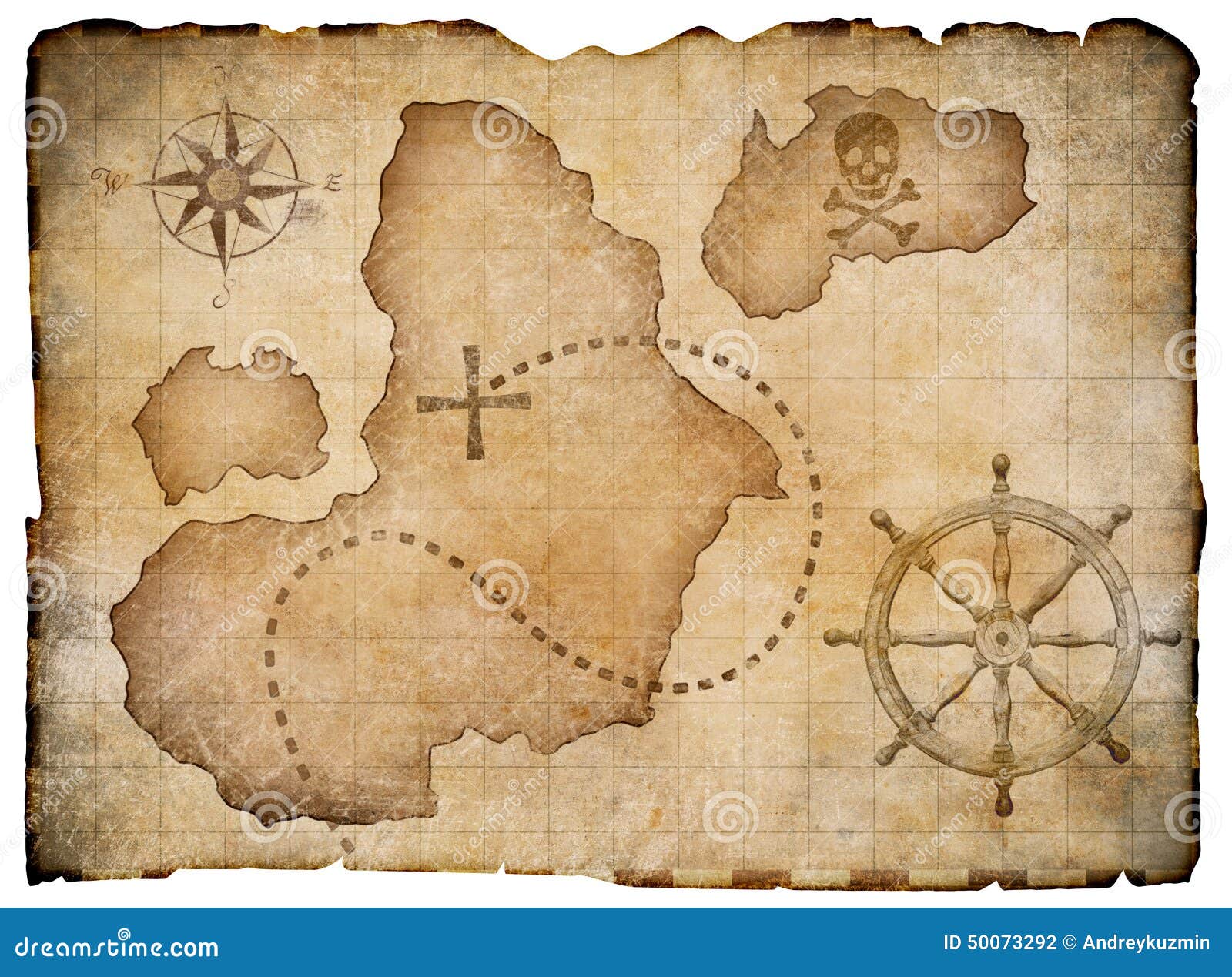 Velho Mapa Tesouro Pirata Pergaminho Usado Vetor Com Localização Saque  imagem vetorial de Seamartini© 614505524