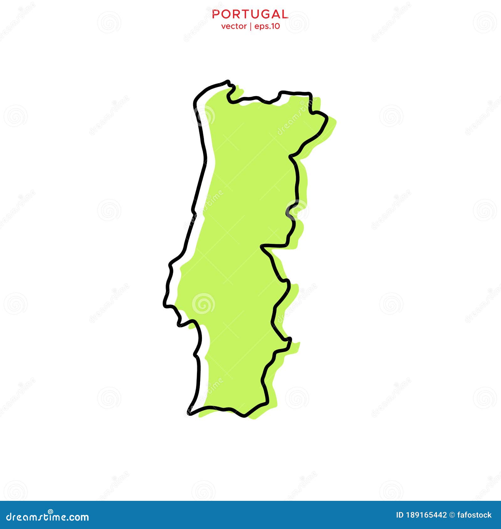 Mapa Verde De Portugal Com Modelo De Desenho Do Vetor De Contorno. Traçado  Editável Ilustração do Vetor - Ilustração de vetor, portugal: 189165442