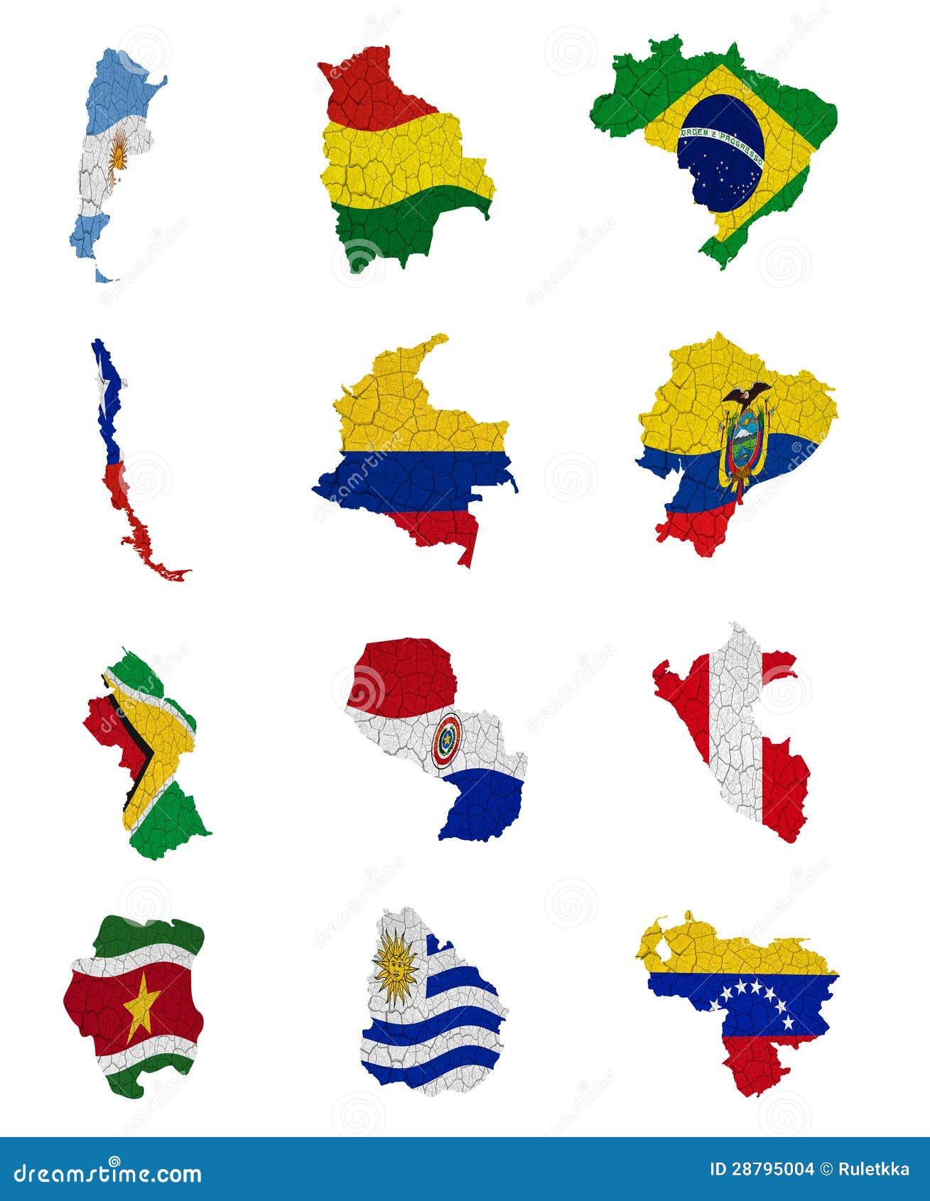 Conjunto de bandeira de países da américa do sul