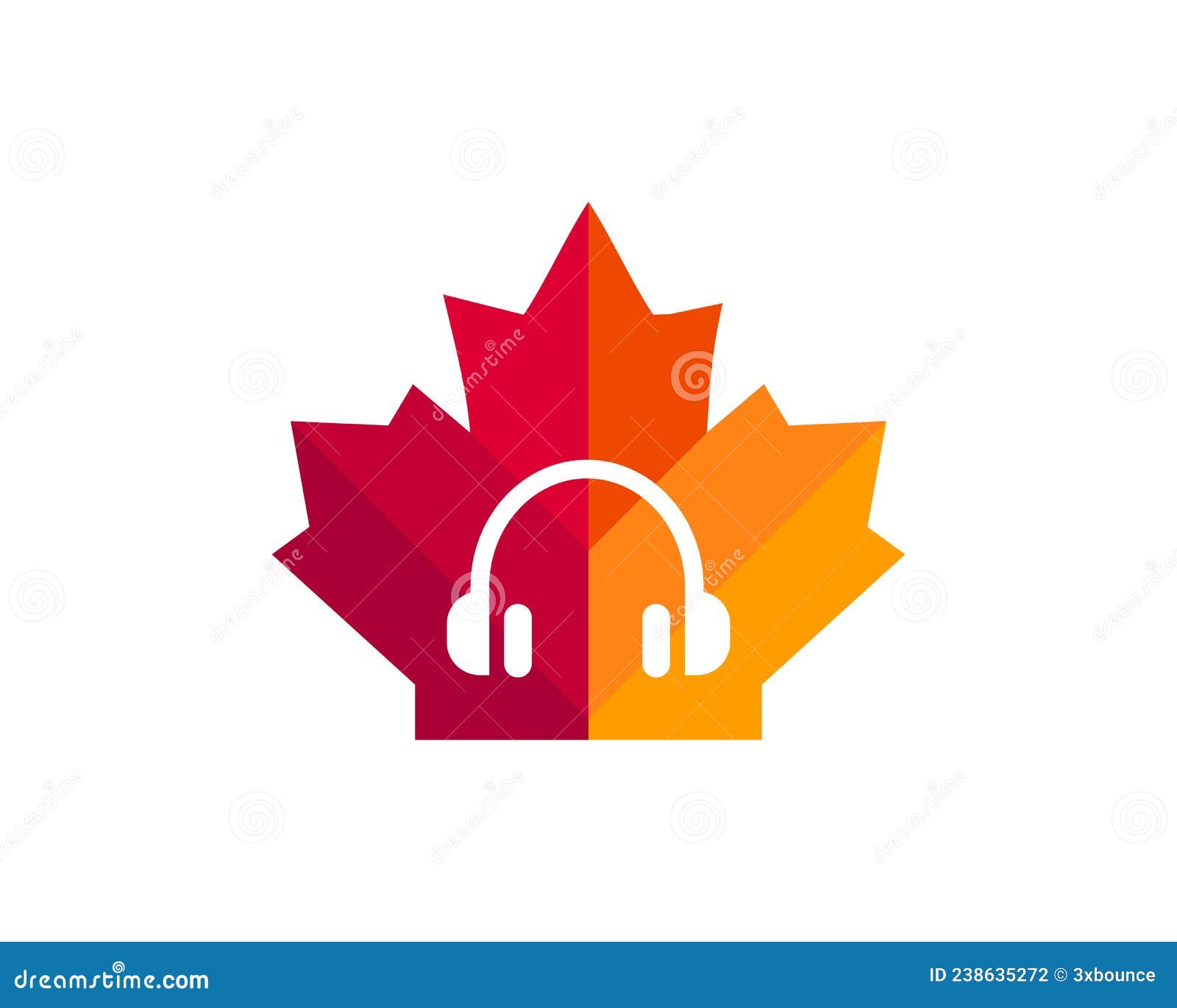 Maple Headphone Logo Design. Canadian Music Logo Stock Vector