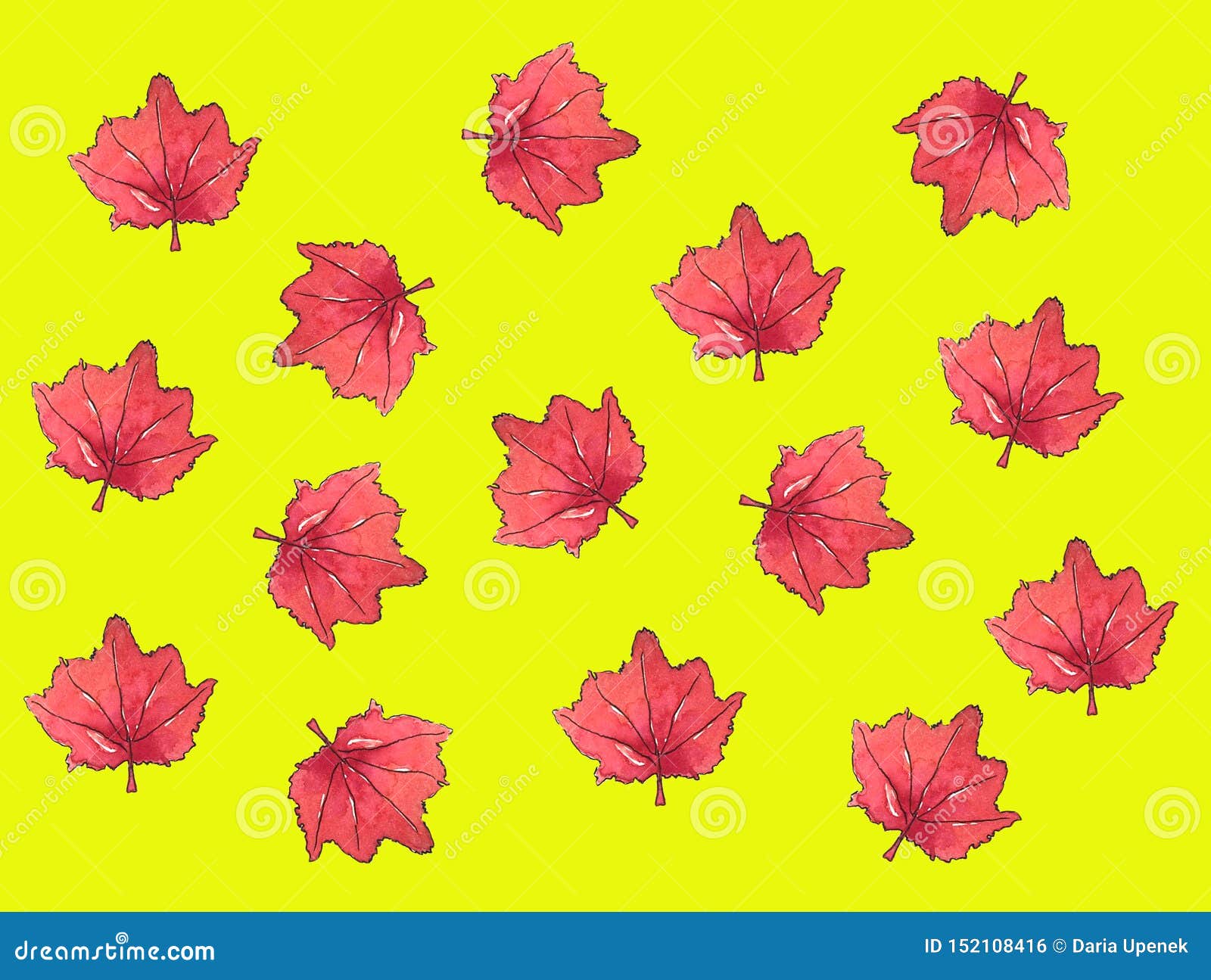 Maple Leaf Watercolor Background Maple Leaf Autumn Pattern Stock ...