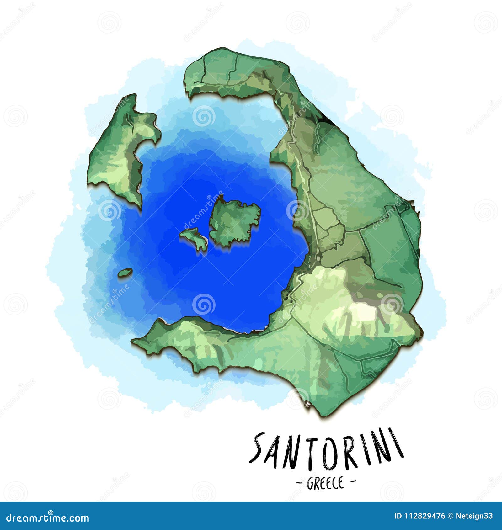 Mappa 3d Di Santorini Illustrazione Vettoriale Illustrazione Di Cyclades