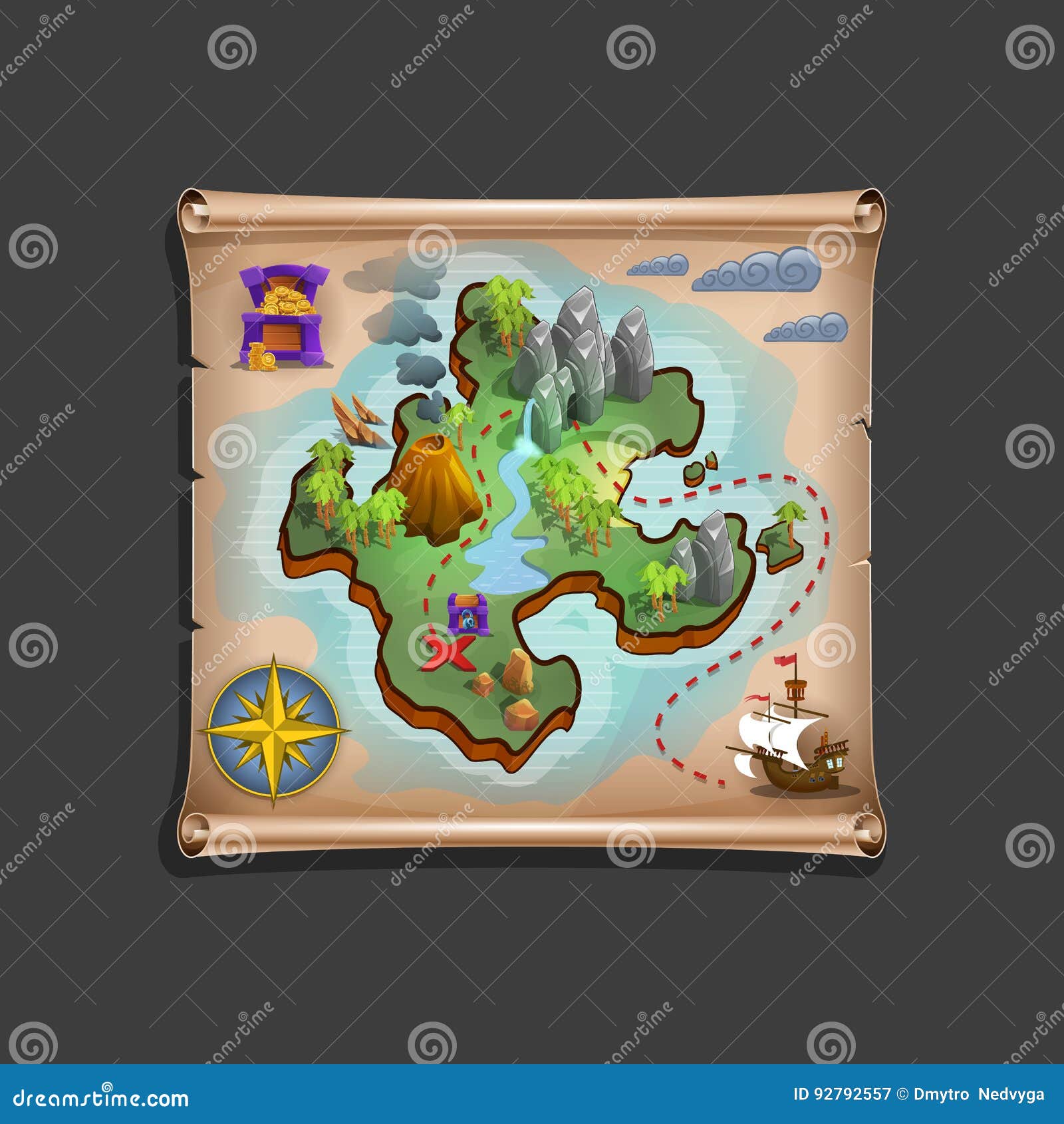 Mappa Del Tesoro Pirata Rossa - Set Da 4 Pezzi Per Feste A Tema E Decorazioni - Foto 10