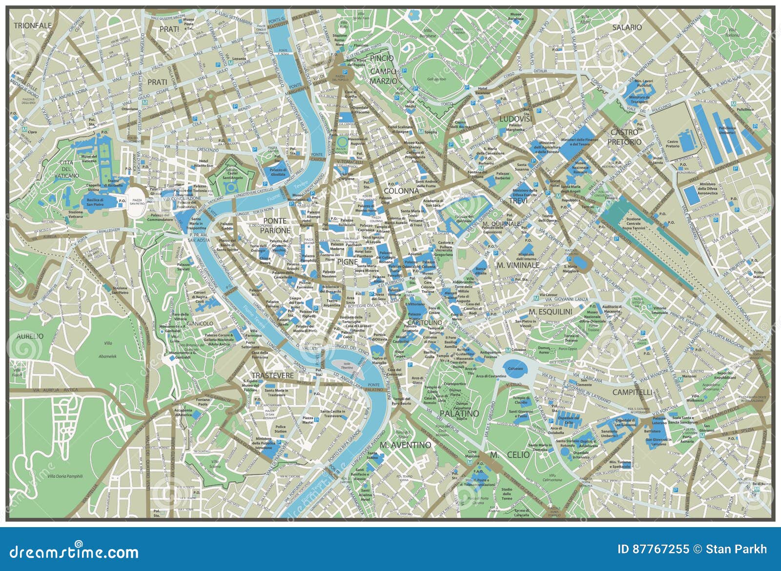 Mappa Della Città Di Roma Illustrazione Vettoriale Illustrazione Di