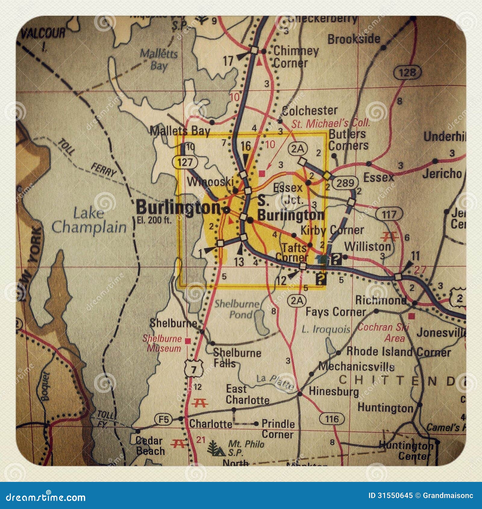 Mappa di Burlington immagine stock. Immagine di antico 31550645