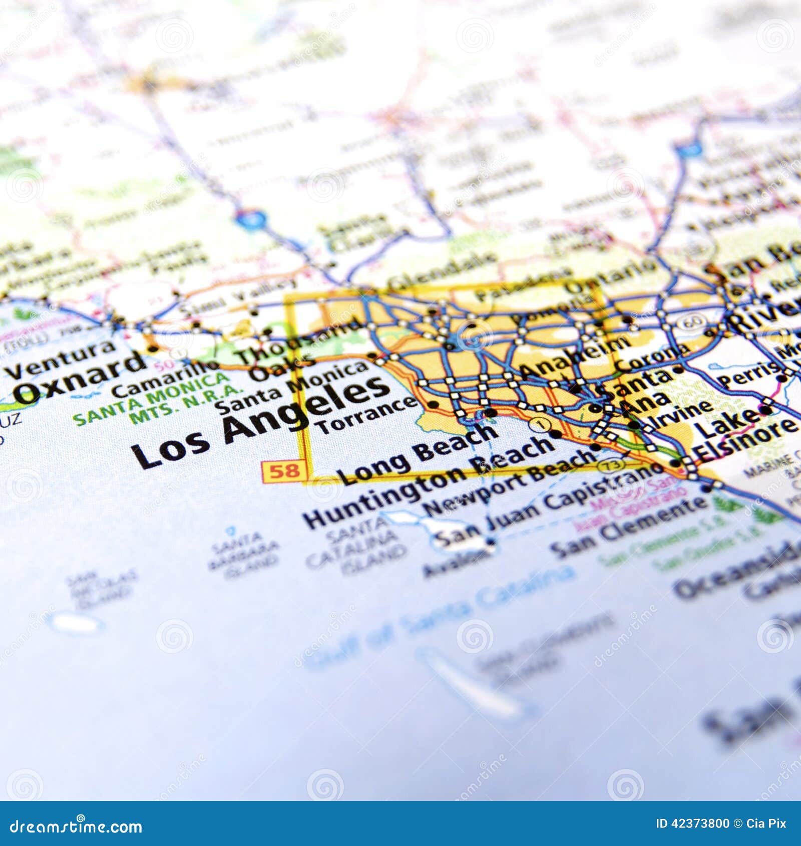 Mappa di Los Angeles-area fotografia stock. Immagine di profondità