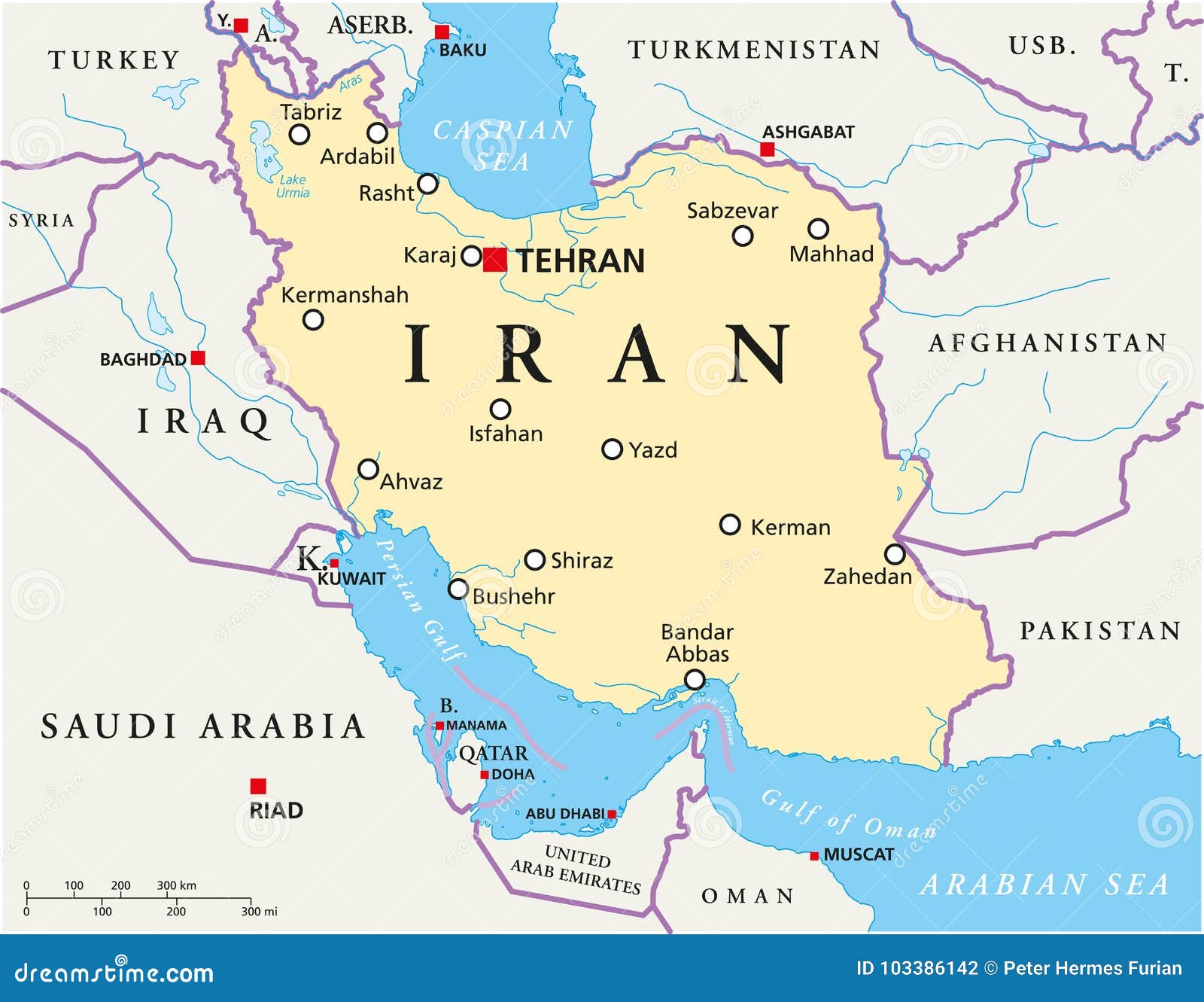 Mappa politica dell'Iran illustrazione vettoriale. Illustrazione di