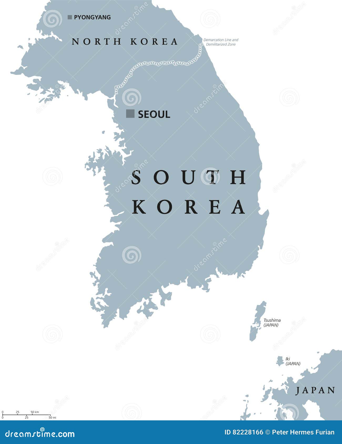 Mappa Politica Della Corea Del Sud Illustrazione Vettoriale