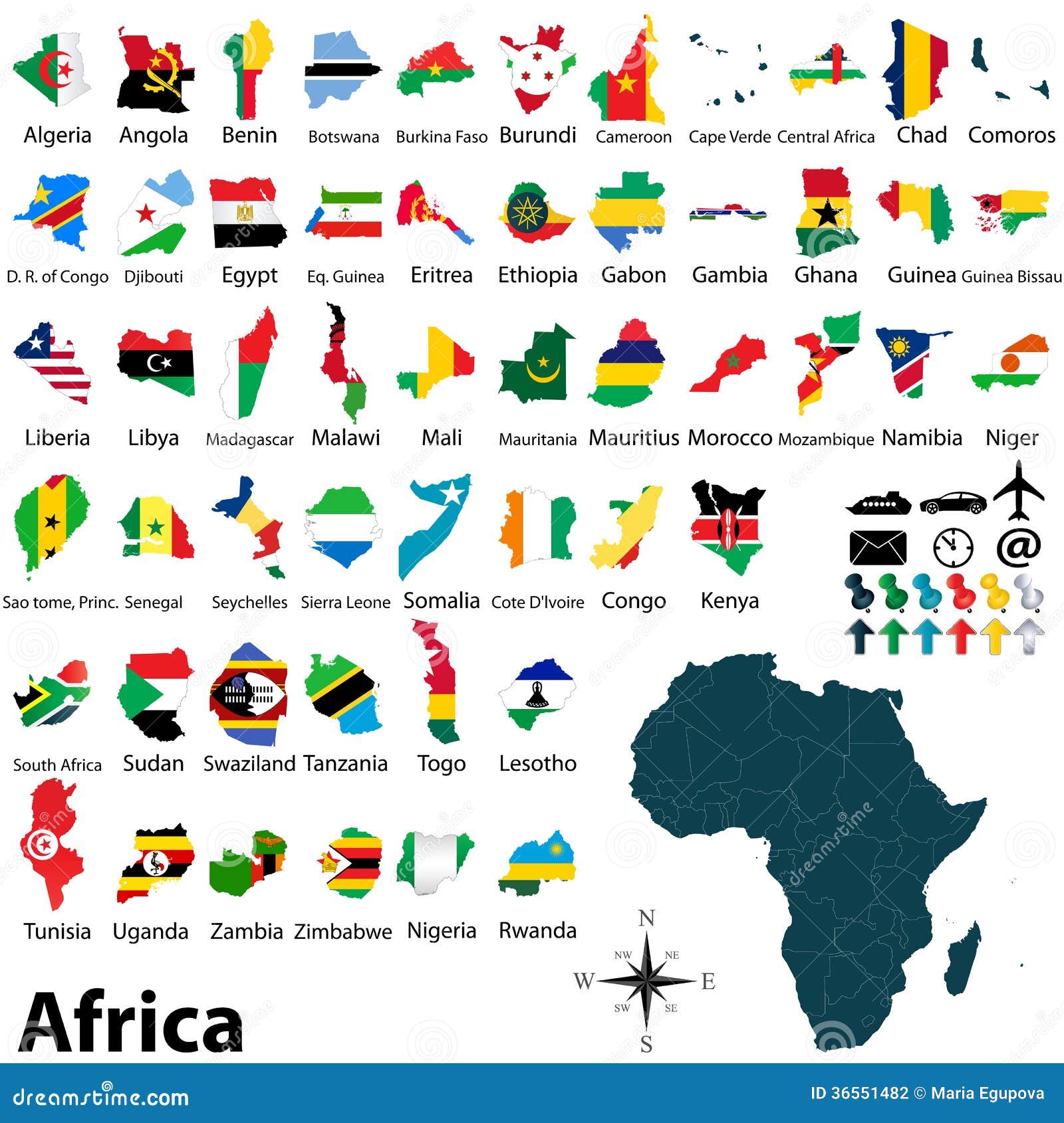 maps with flags of africa