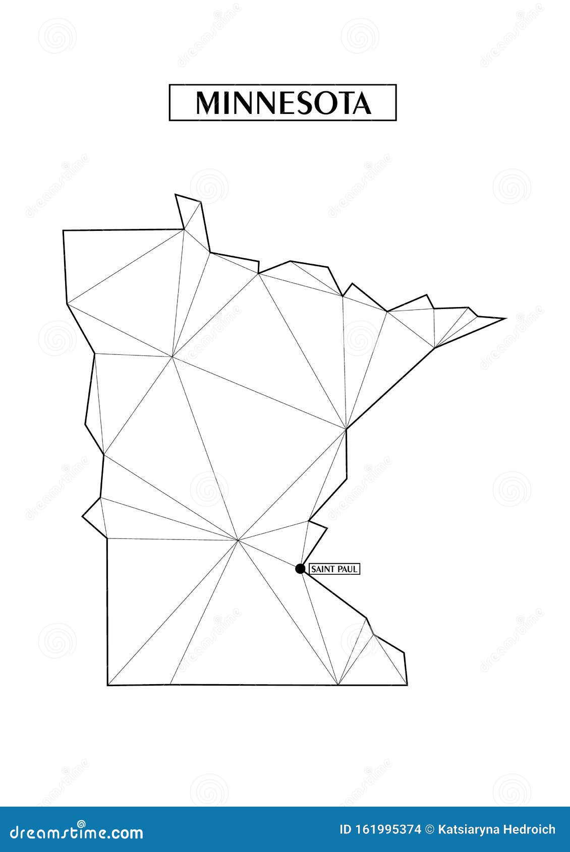 Polygonal Abstract Map State Of Minnesota With Connected