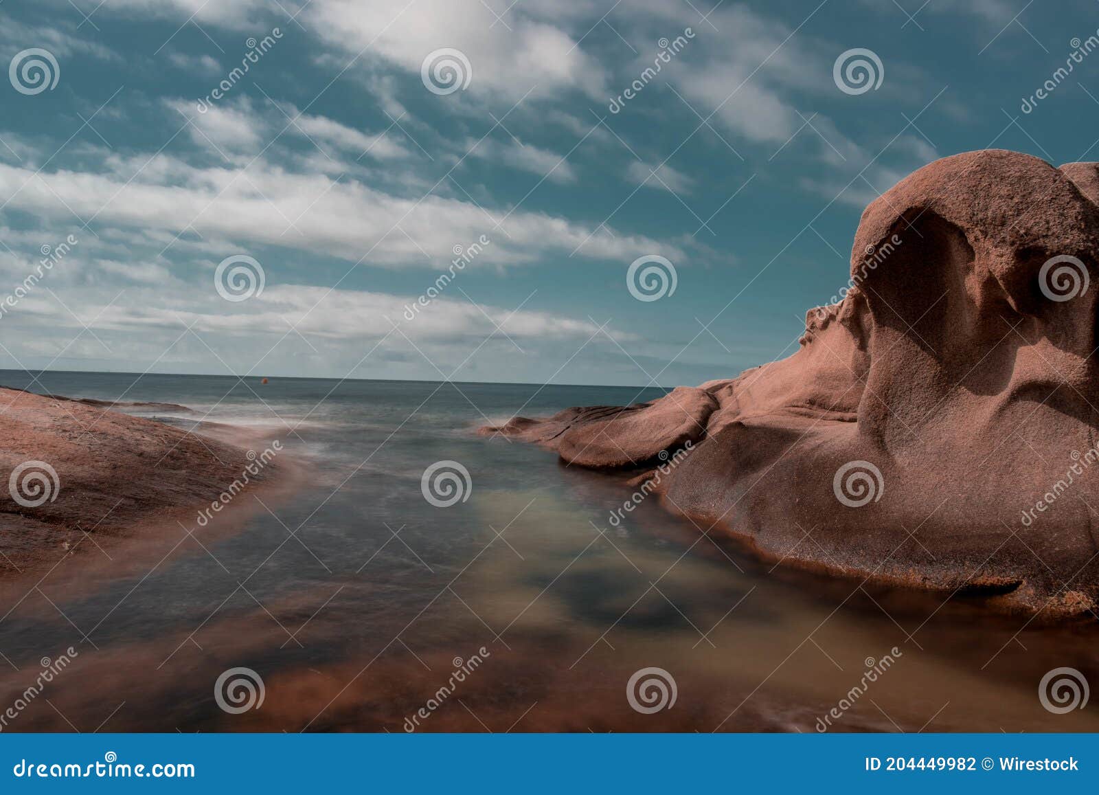 agua efecto seda con rocas planas