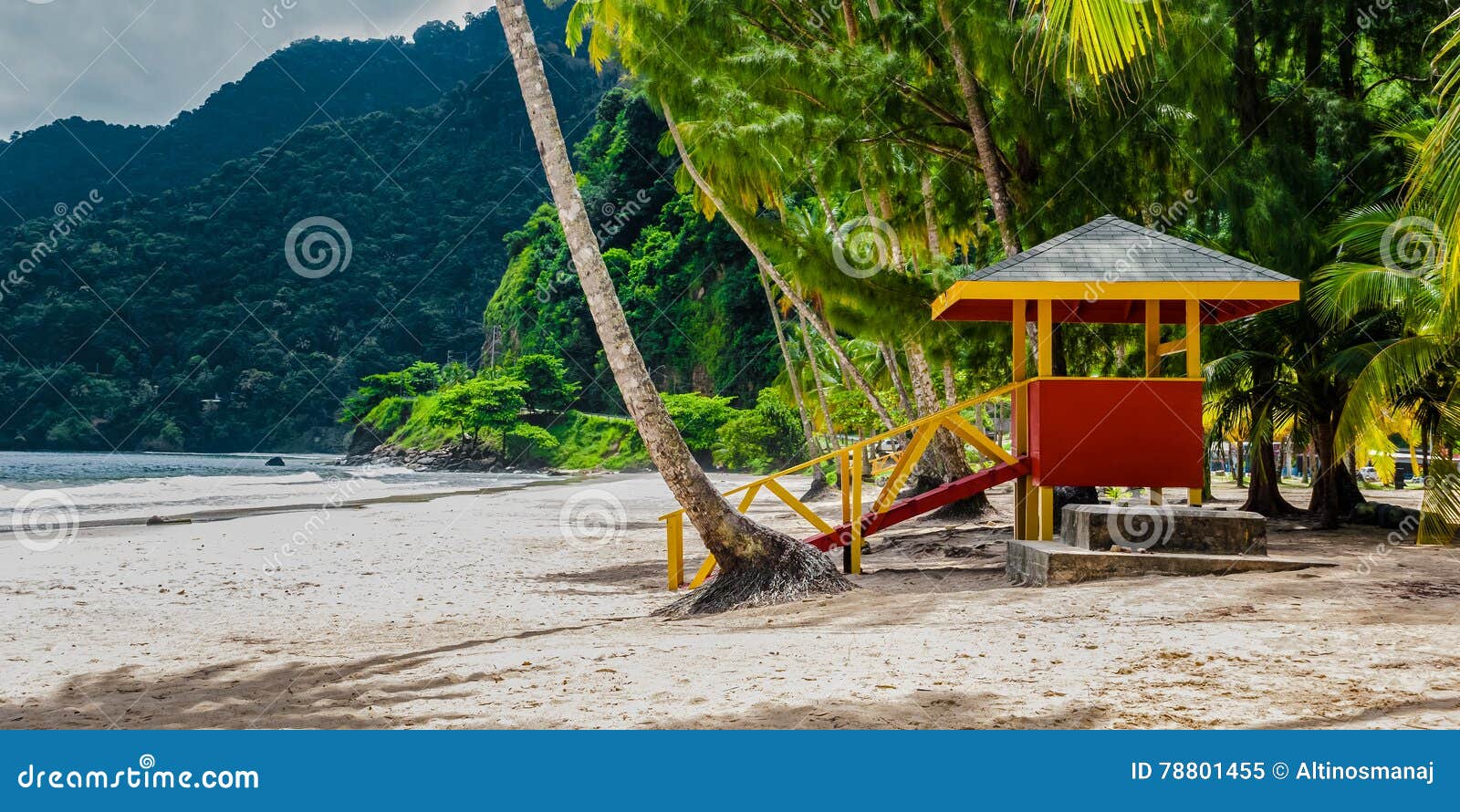 maracas beach trinidad and tobago lifeguard cabin side view empty beach