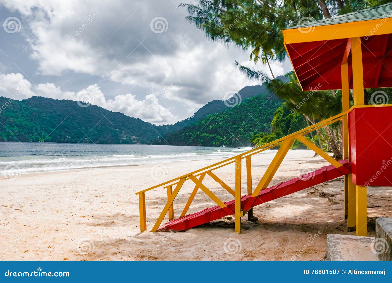 maracas beach trinidad and tobago lifeguard cabin side view empty beach