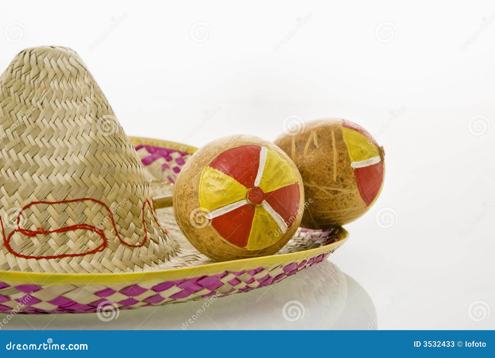 Maracas and sombrero. stock image. Image of rhumba, background 3532433